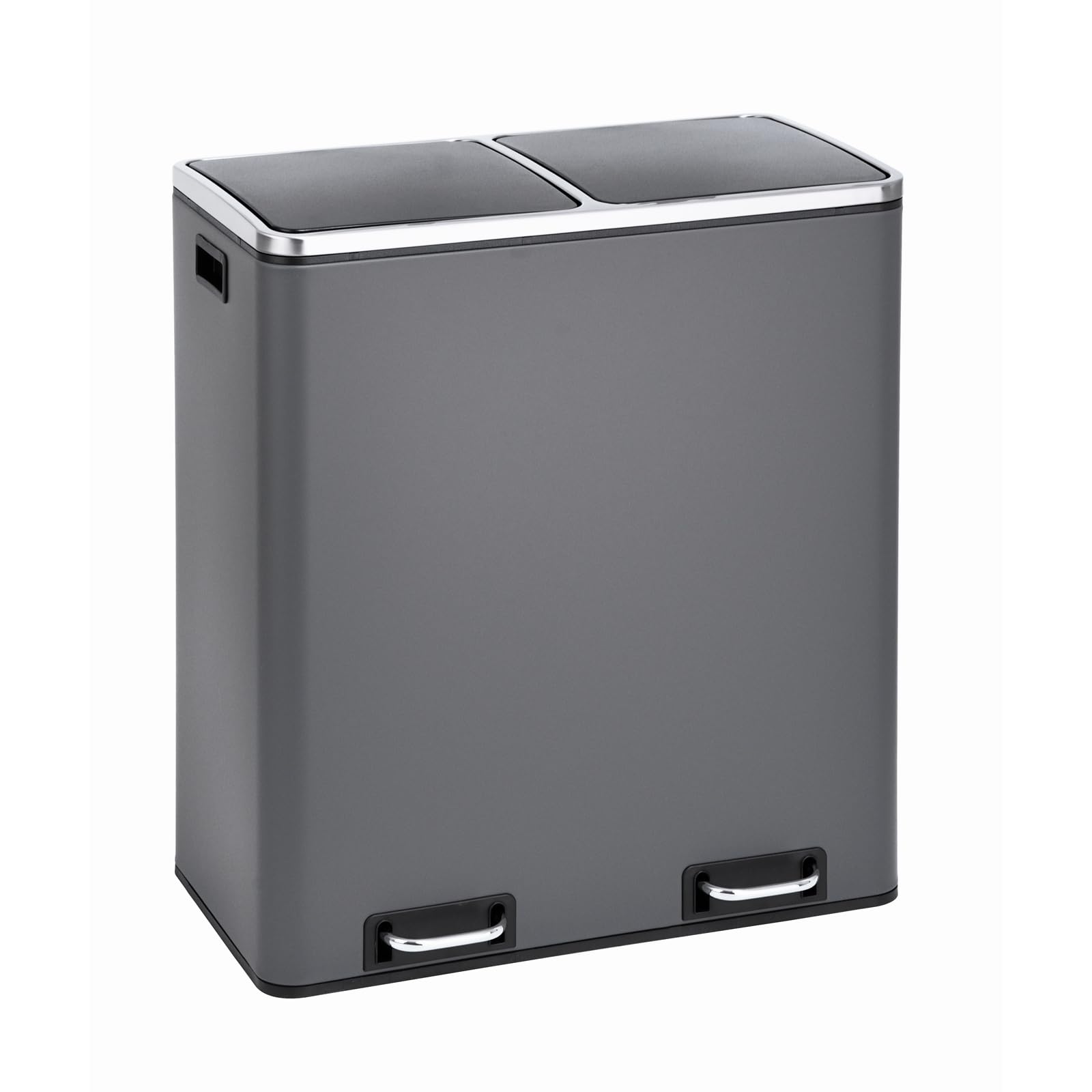 SVITA TM3X18 Edelstahl Treteimer 54 Liter Abfalleimer Mülleimer Design Silber Mülltrennung Papierkorb Küchen-Ordnung Trennsystem
