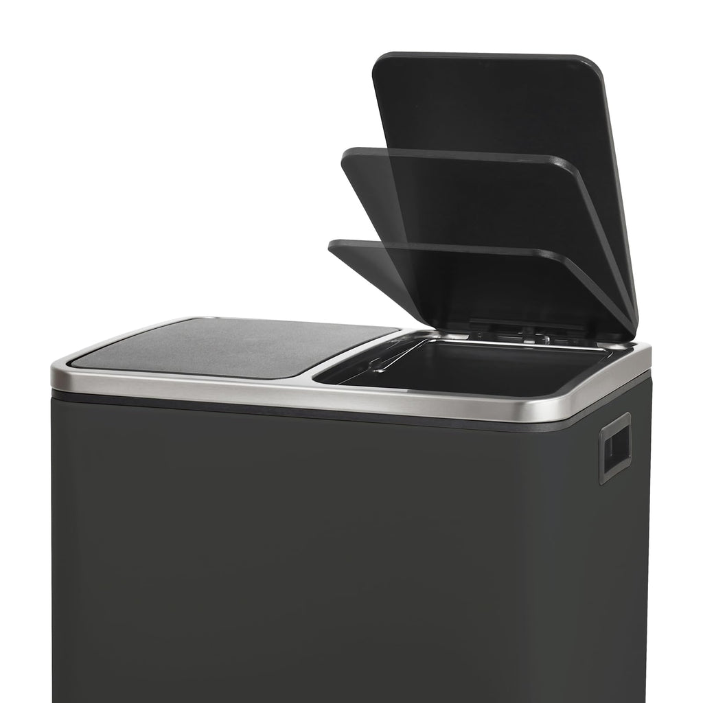SVITA TM3X18 Edelstahl Treteimer 54 Liter Abfalleimer Mülleimer Design Silber Mülltrennung Papierkorb Küchen-Ordnung Trennsystem