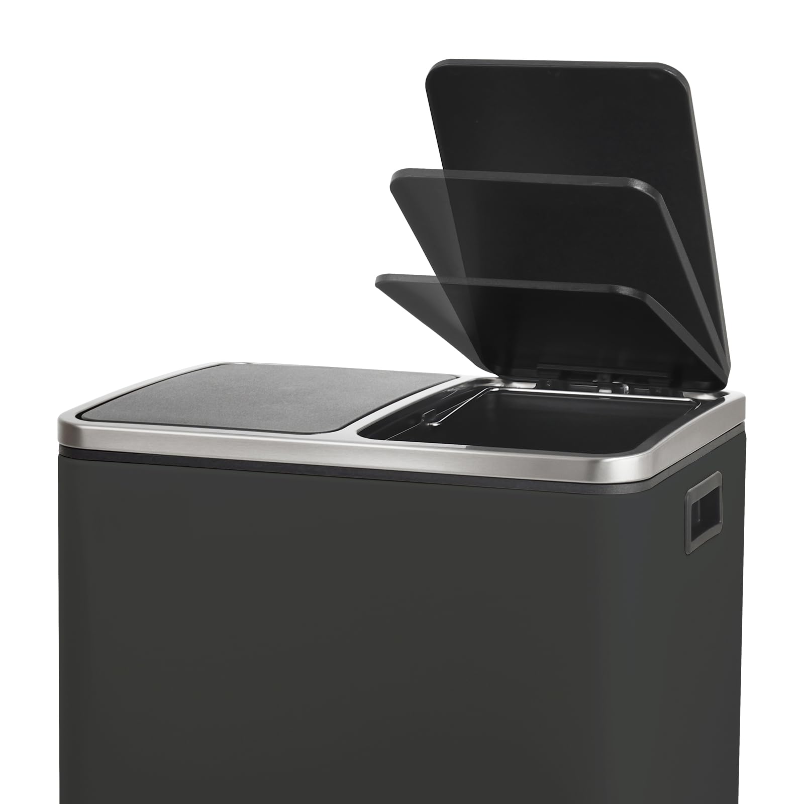 SVITA TM3X18 Edelstahl Treteimer 54 Liter Abfalleimer Mülleimer Design Silber Mülltrennung Papierkorb Küchen-Ordnung Trennsystem