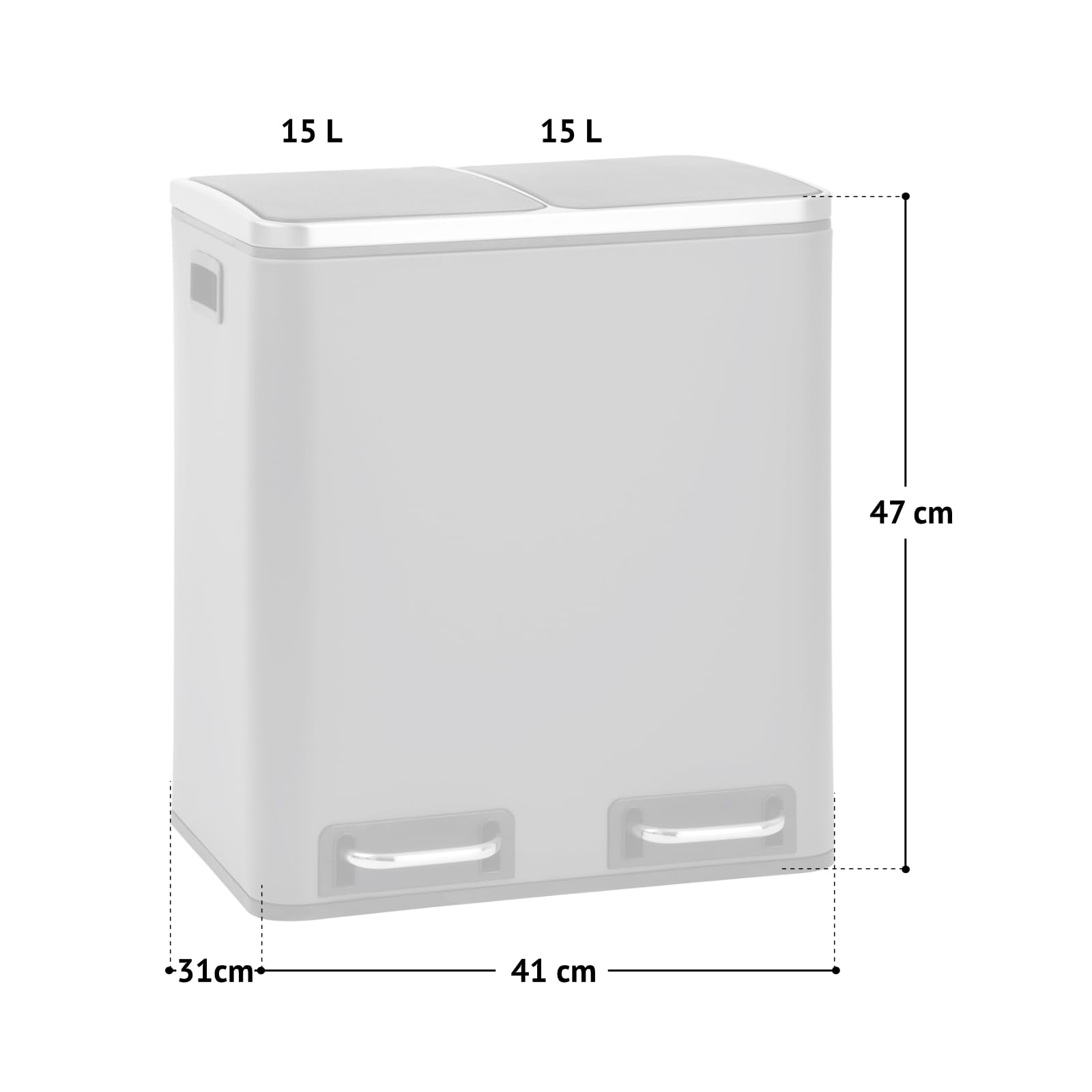 SVITA TM3X18 Edelstahl Treteimer 54 Liter Abfalleimer Mülleimer Design Silber Mülltrennung Papierkorb Küchen-Ordnung Trennsystem