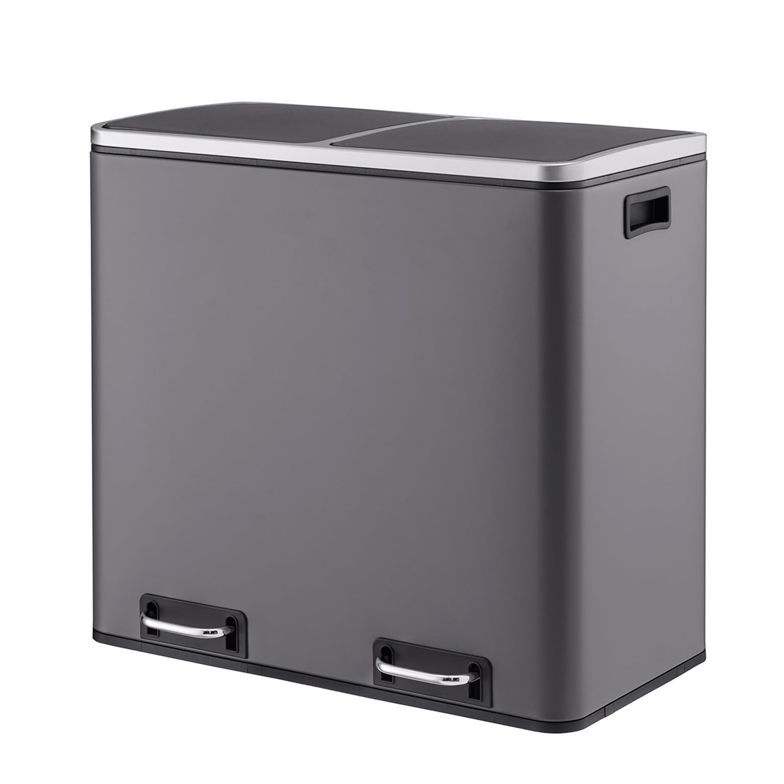 SVITA TM3X18 Edelstahl Treteimer 54 Liter Abfalleimer Mülleimer Design Silber Mülltrennung Papierkorb Küchen-Ordnung Trennsystem