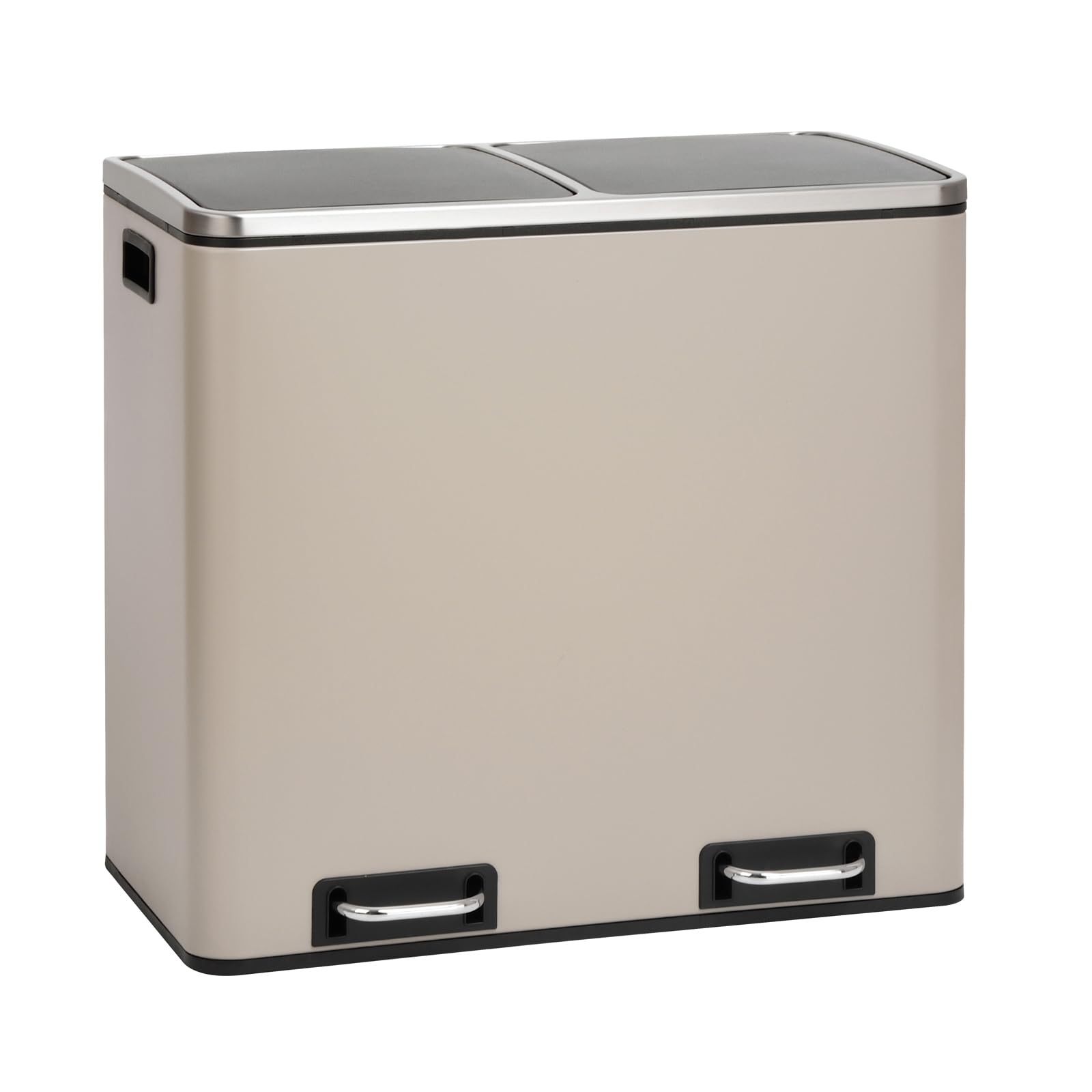 SVITA TM3X18 Edelstahl Treteimer 54 Liter Abfalleimer Mülleimer Design Silber Mülltrennung Papierkorb Küchen-Ordnung Trennsystem