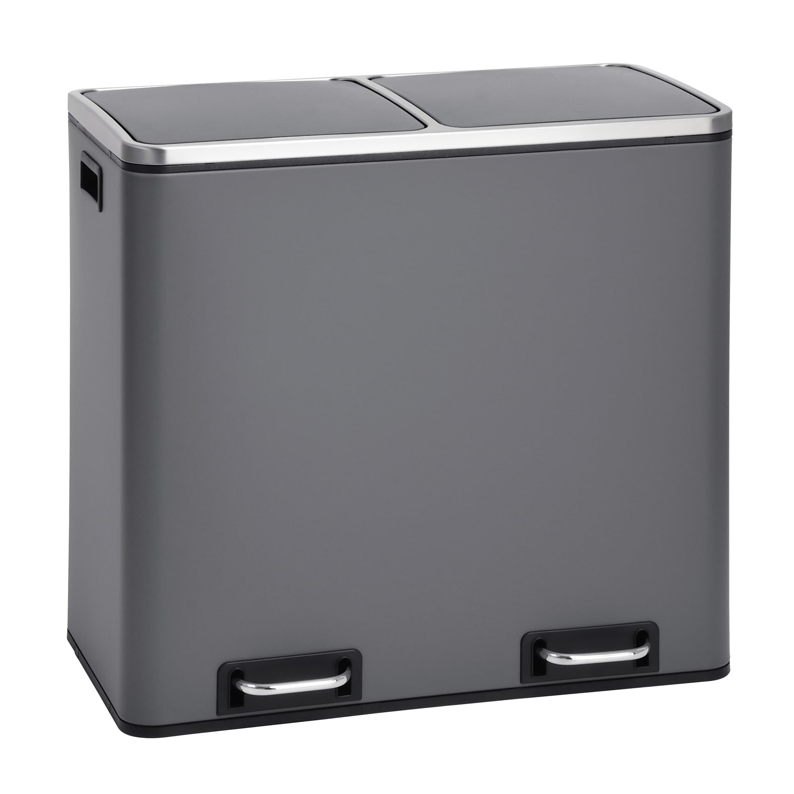 SVITA TM3X18 Edelstahl Treteimer 54 Liter Abfalleimer Mülleimer Design Silber Mülltrennung Papierkorb Küchen-Ordnung Trennsystem