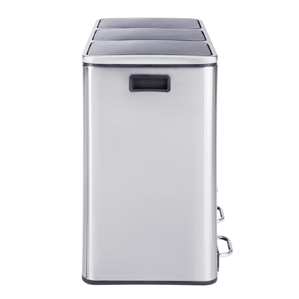 SVITA TM3X18 Edelstahl Treteimer 54 Liter Abfalleimer Mülleimer Design Silber Mülltrennung Papierkorb Küchen-Ordnung Trennsystem
