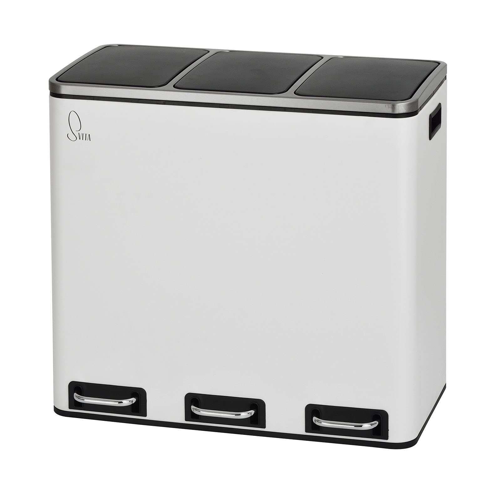 SVITA TM3X18 Edelstahl Treteimer 54 Liter Abfalleimer Mülleimer Design Silber Mülltrennung Papierkorb Küchen-Ordnung Trennsystem