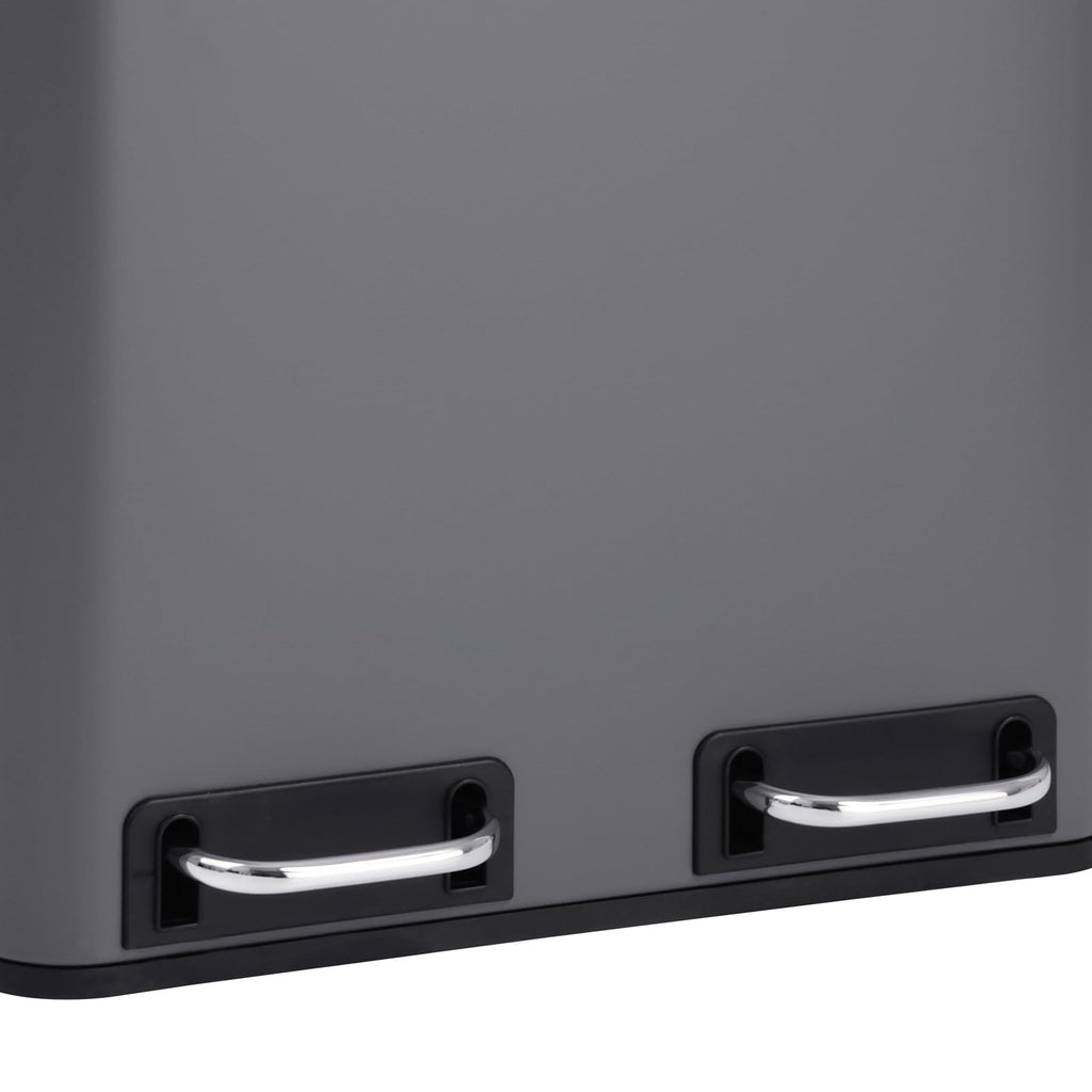 SVITA TM3X18 Edelstahl Treteimer 54 Liter Abfalleimer Mülleimer Design Silber Mülltrennung Papierkorb Küchen-Ordnung Trennsystem