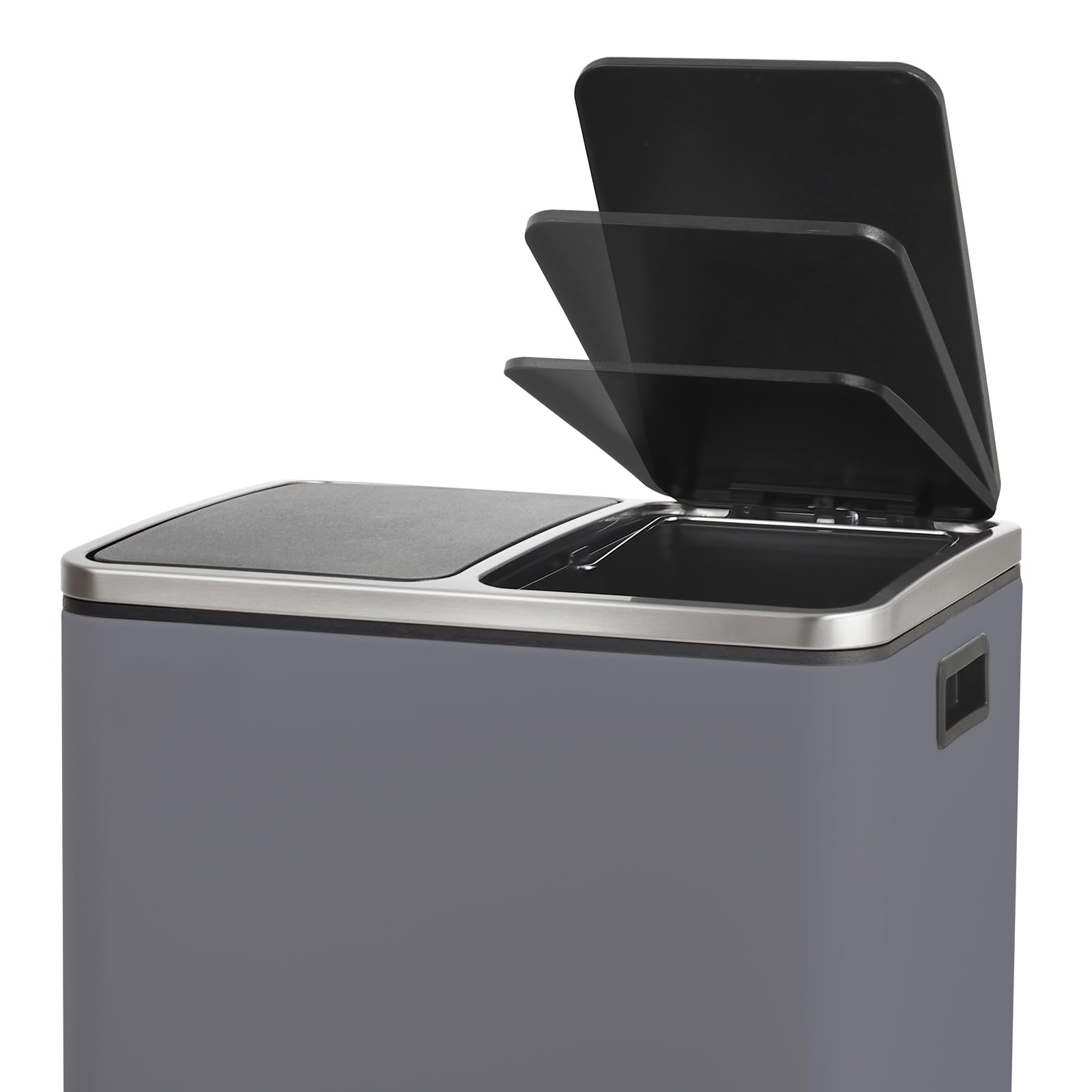SVITA TM3X18 Edelstahl Treteimer 54 Liter Abfalleimer Mülleimer Design Silber Mülltrennung Papierkorb Küchen-Ordnung Trennsystem