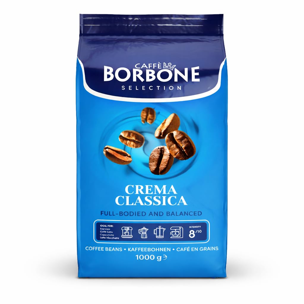Caffè Borbone Kaffeebohnen - Crema Superiore - Authentischer neapolitanischer Espresso - Intensität 7/10 - Kraftvolle und raffinierte Mischung mit Noten von Milchschokolade und Vanille - 1kg Packung