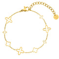 DIAMOND MODE Kleeblatt Armband Damen Gold - Schmuck 18K Gelbgold vergoldet, Chirurgenstahl 316L, Fancy Clover, 16cm + 4cm Verlängerung, Wasserfest, Geschenk, Blumen