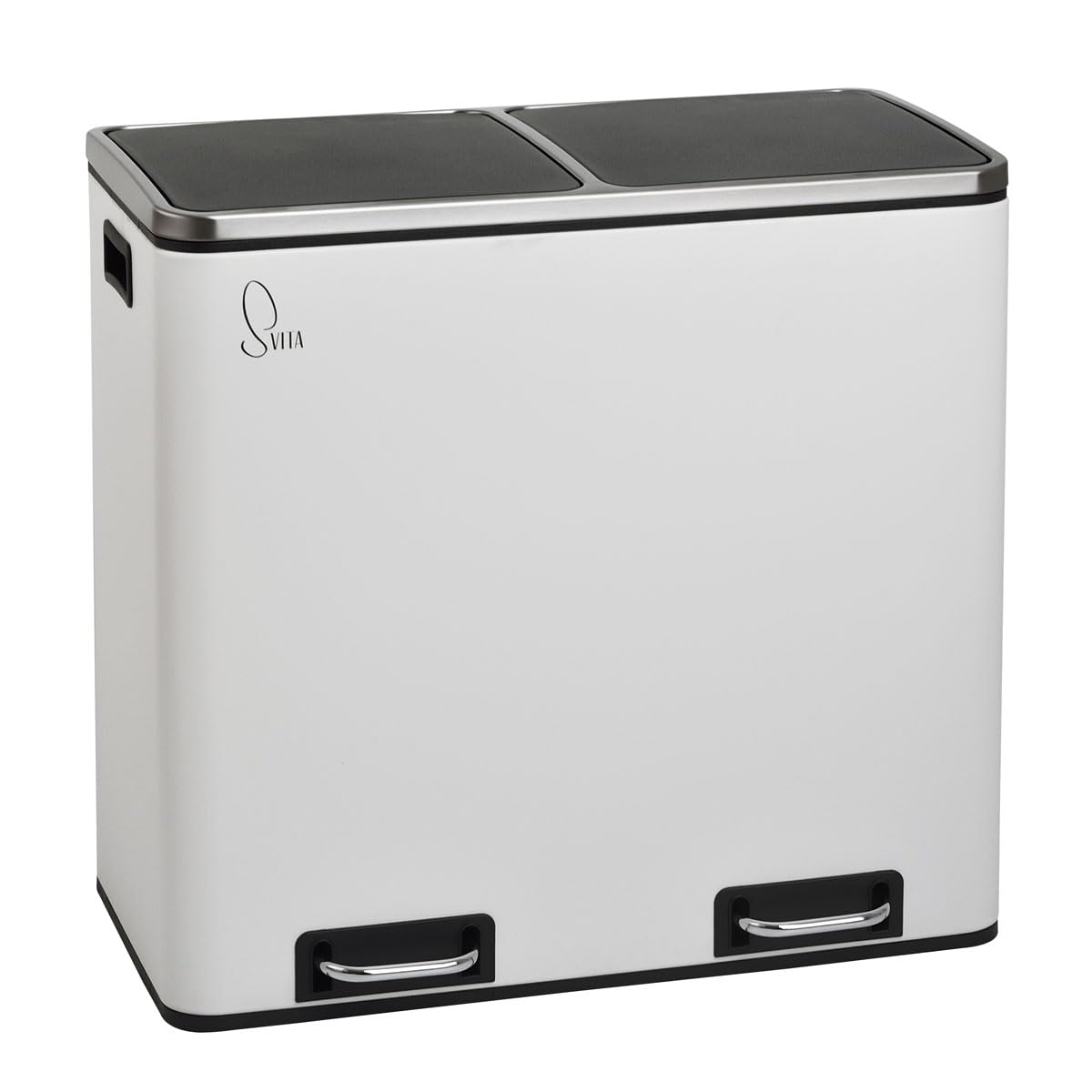 SVITA TM3X18 Edelstahl Treteimer 54 Liter Abfalleimer Mülleimer Design Silber Mülltrennung Papierkorb Küchen-Ordnung Trennsystem