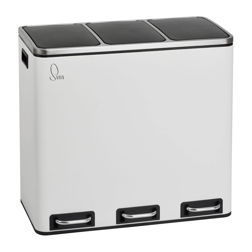 SVITA TM3X18 Edelstahl Treteimer 54 Liter Abfalleimer Mülleimer Design Silber Mülltrennung Papierkorb Küchen-Ordnung Trennsystem