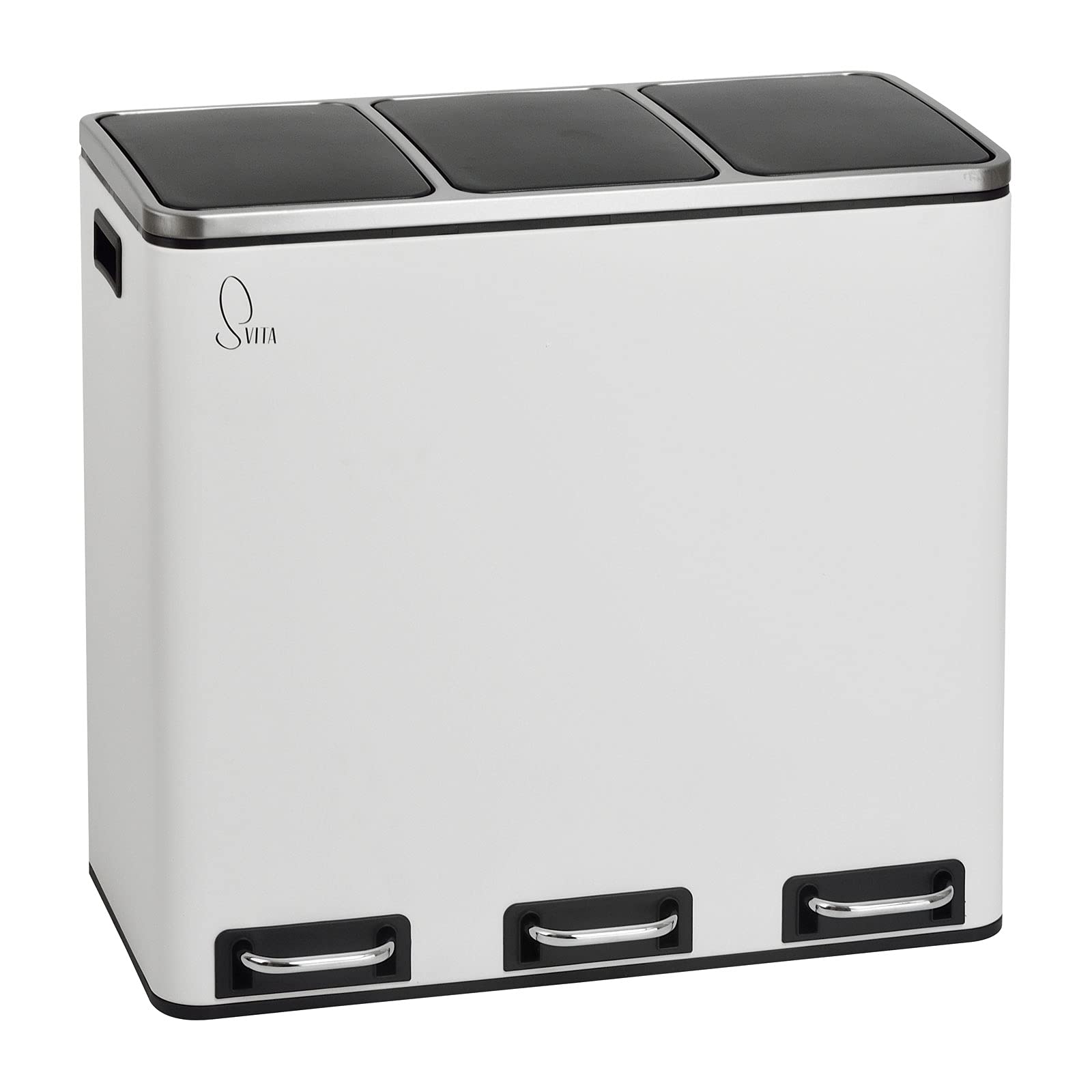 SVITA TM3X18 Edelstahl Treteimer 54 Liter Abfalleimer Mülleimer Design Silber Mülltrennung Papierkorb Küchen-Ordnung Trennsystem
