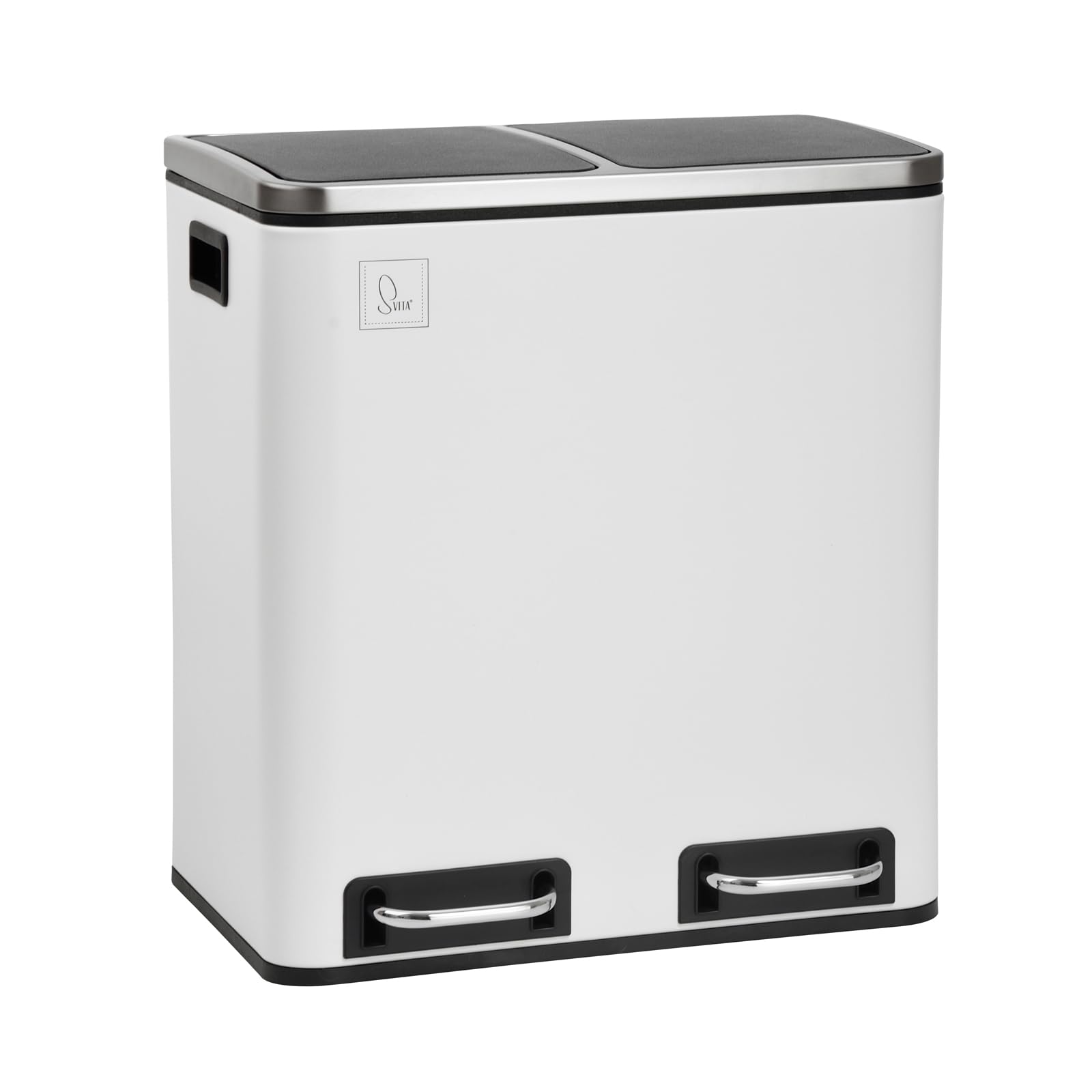 SVITA TM3X18 Edelstahl Treteimer 54 Liter Abfalleimer Mülleimer Design Silber Mülltrennung Papierkorb Küchen-Ordnung Trennsystem