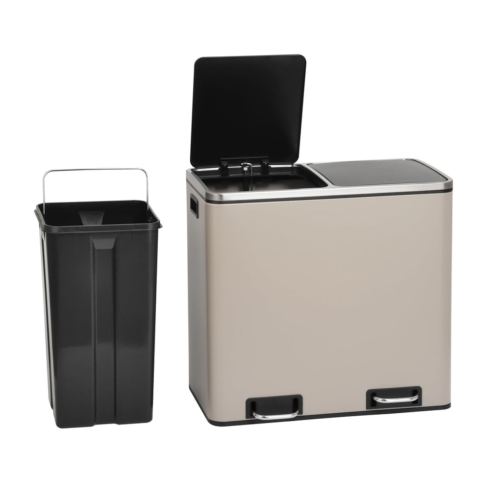 SVITA TM3X18 Edelstahl Treteimer 54 Liter Abfalleimer Mülleimer Design Silber Mülltrennung Papierkorb Küchen-Ordnung Trennsystem