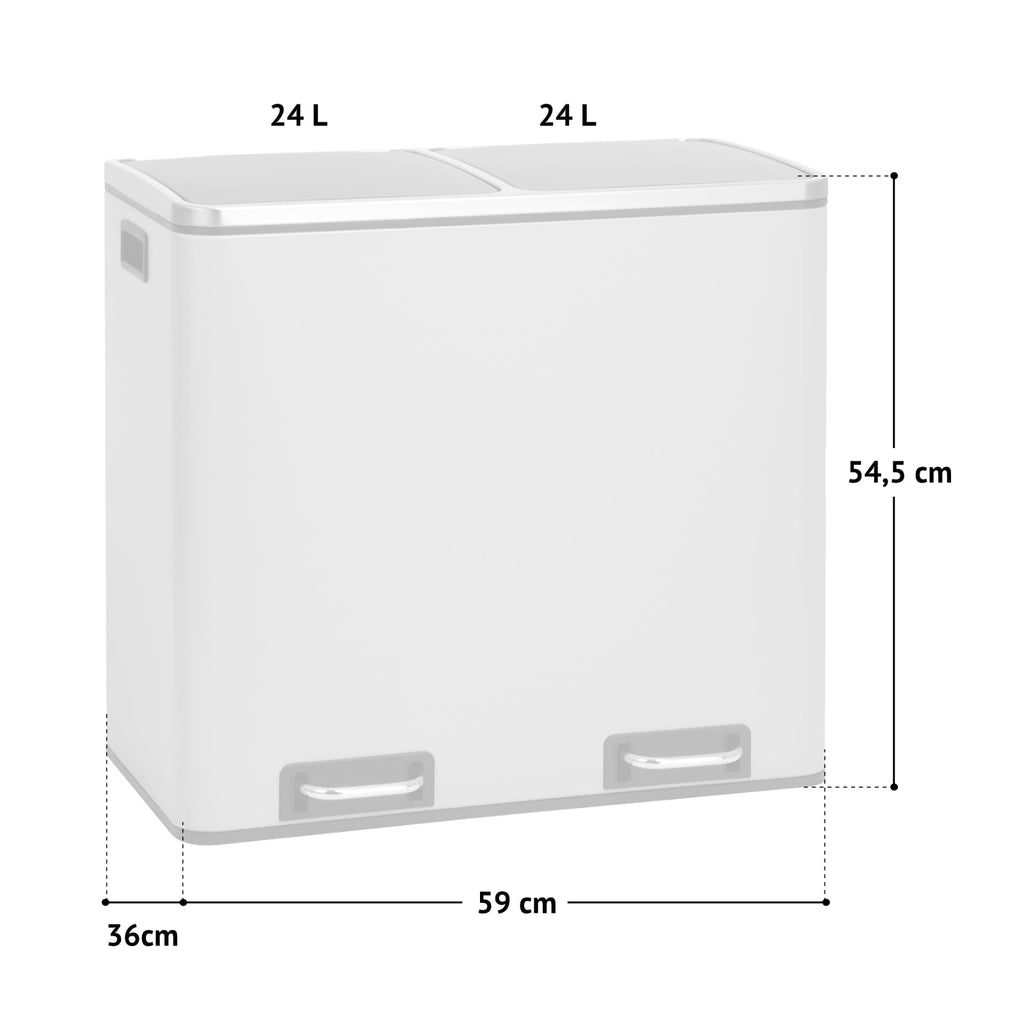 SVITA TM3X18 Edelstahl Treteimer 54 Liter Abfalleimer Mülleimer Design Silber Mülltrennung Papierkorb Küchen-Ordnung Trennsystem