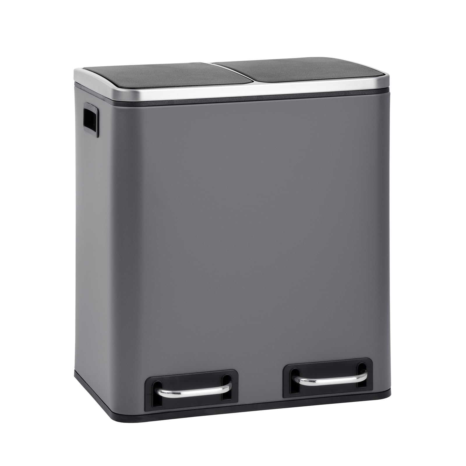 SVITA TM3X18 Edelstahl Treteimer 54 Liter Abfalleimer Mülleimer Design Silber Mülltrennung Papierkorb Küchen-Ordnung Trennsystem