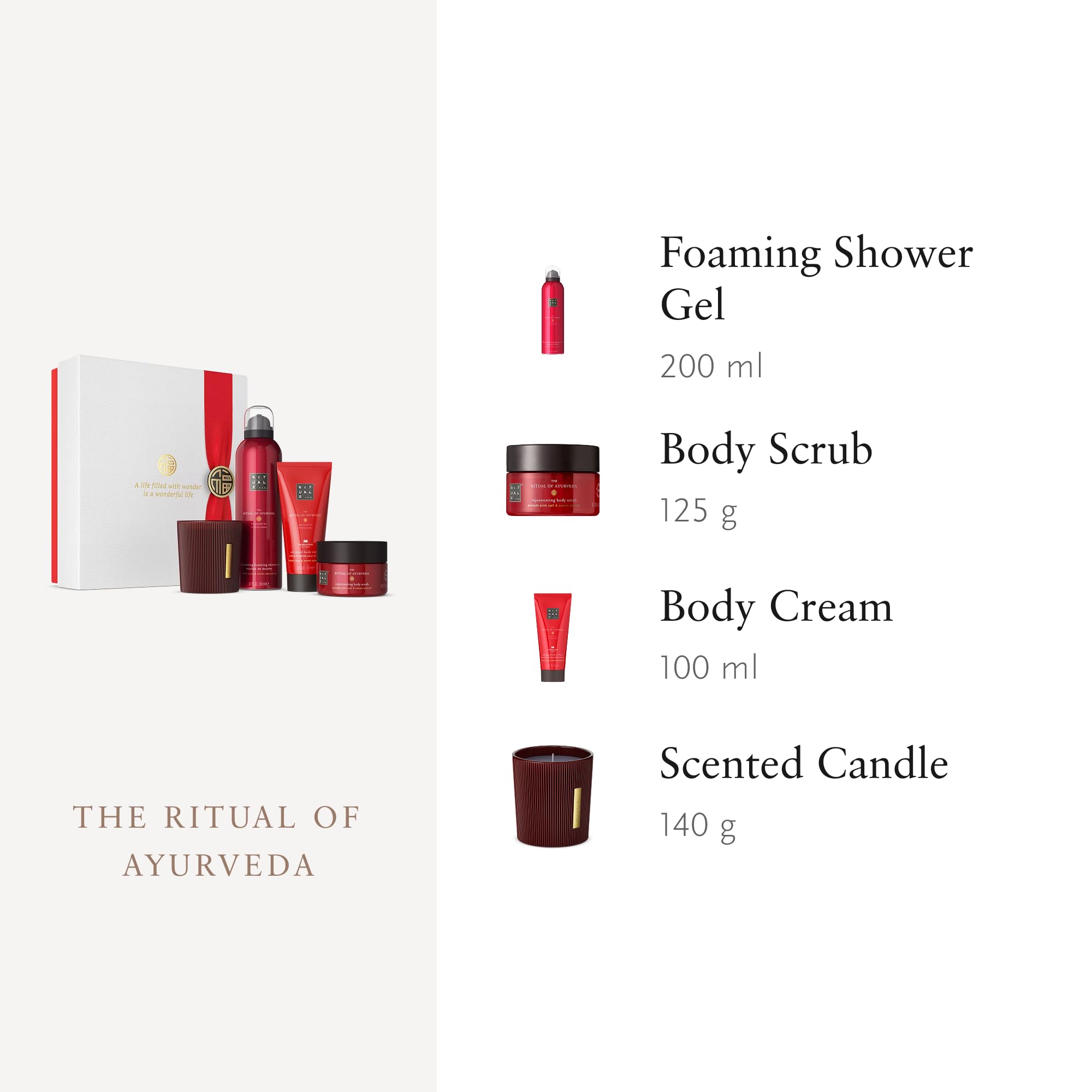 RITUALS Geschenkset The Ritual of Ayurveda Large – Home- und Hautpflegeprodukte mit Indischer Rose und Süßmandelöl, inklusive wiederverwendbarer Waschtasche – Ein Selbstpflege-Set für ein harmonisiere