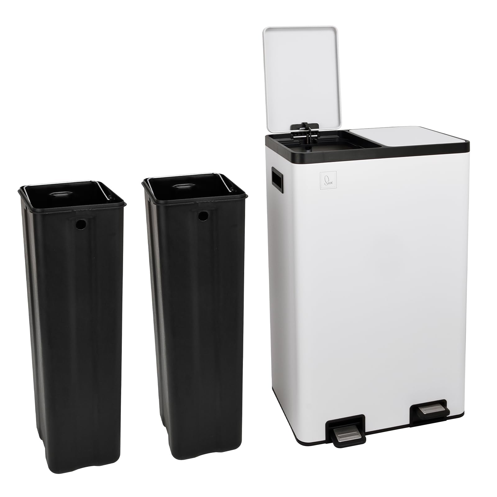 SVITA TM3X18 Edelstahl Treteimer 54 Liter Abfalleimer Mülleimer Design Silber Mülltrennung Papierkorb Küchen-Ordnung Trennsystem