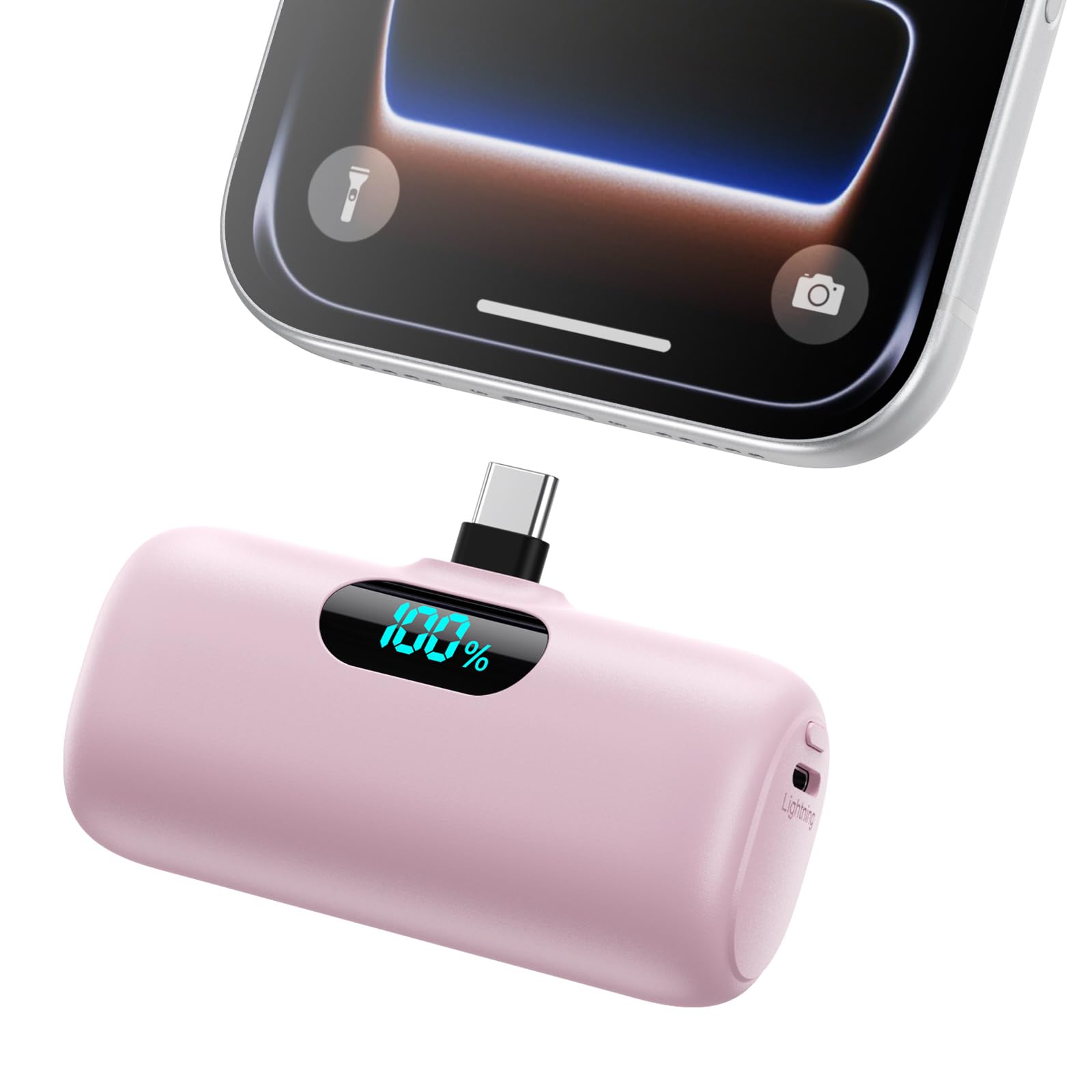 Power Bank USB C 5000mAh, Mini Powerbank Klein Aber Stark 15W PD 3.0 Schnelles Aufladen Tragbares Externer Akku mit LED Display Kompatibel mit iPhone 17/16/15, Samsung S25/24, Android Telefone