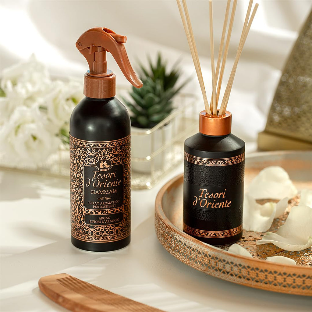 TESORI D’ORIENTE Duftstäbchen 'Hammam' | Aromatischer Raumduft | Orangenblüte, Mandarine & Amber | Duftdauer bis zu 8 Wochen | Sinnlicher Duft für orientalische Atmosphäre | Für Körper & Sinne | 200ml