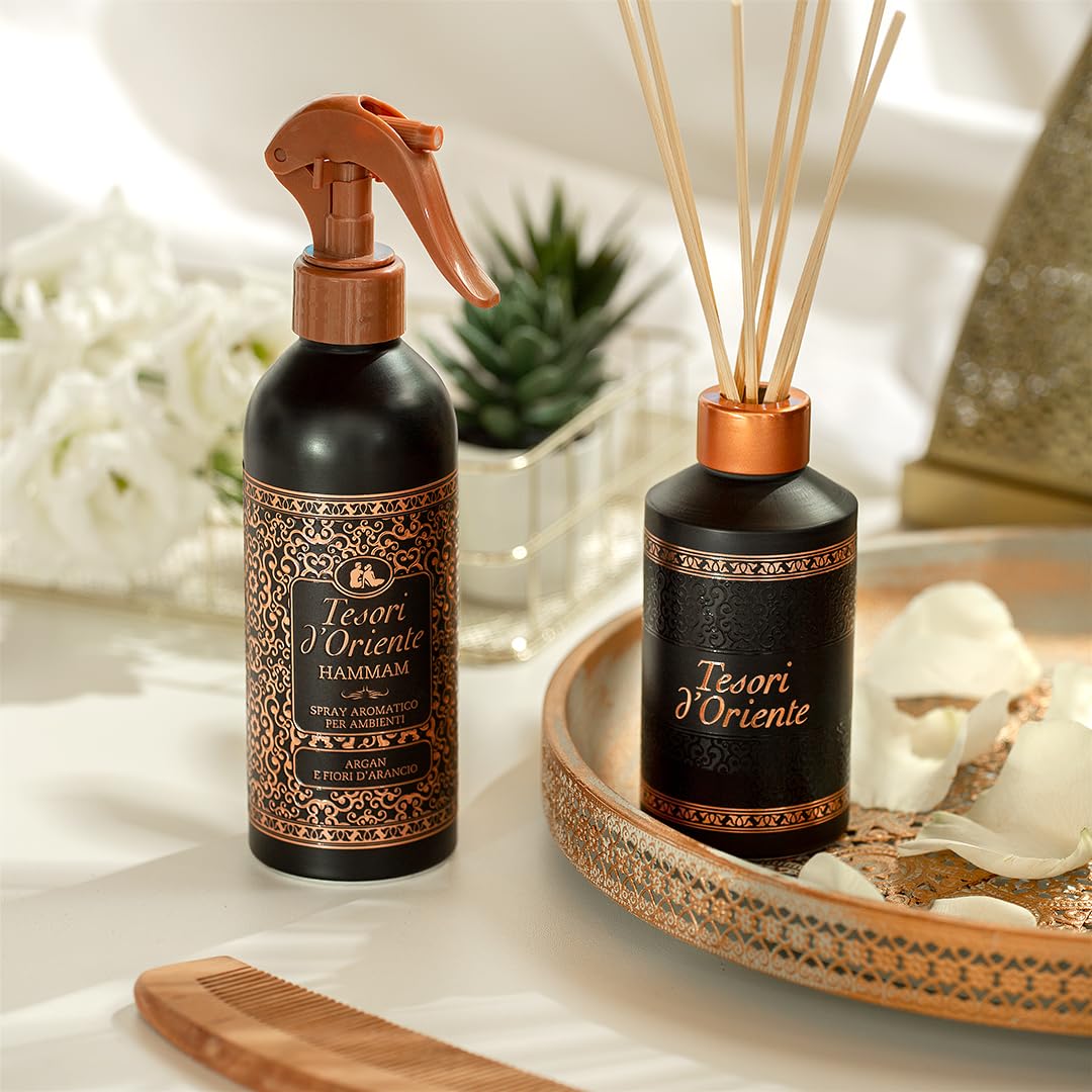 TESORI D’ORIENTE Duftstäbchen 'Hammam' | Aromatischer Raumduft | Orangenblüte, Mandarine & Amber | Duftdauer bis zu 8 Wochen | Sinnlicher Duft für orientalische Atmosphäre | Für Körper & Sinne | 200ml