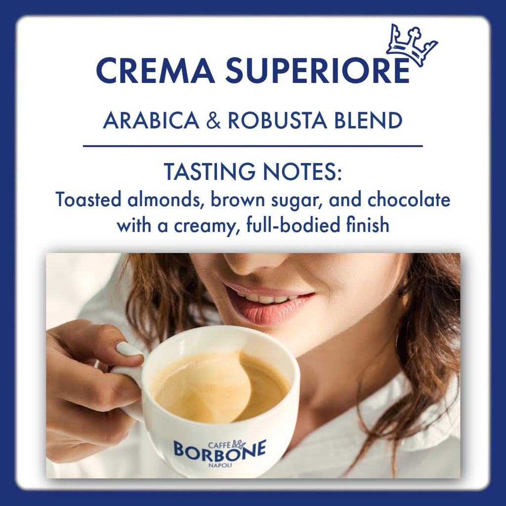Caffè Borbone Kaffeebohnen - Crema Superiore - Authentischer neapolitanischer Espresso - Intensität 7/10 - Kraftvolle und raffinierte Mischung mit Noten von Milchschokolade und Vanille - 1kg Packung
