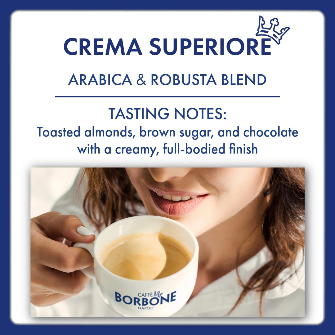 Caffè Borbone Kaffeebohnen - Crema Superiore - Authentischer neapolitanischer Espresso - Intensität 7/10 - Kraftvolle und raffinierte Mischung mit Noten von Milchschokolade und Vanille - 1kg Packung