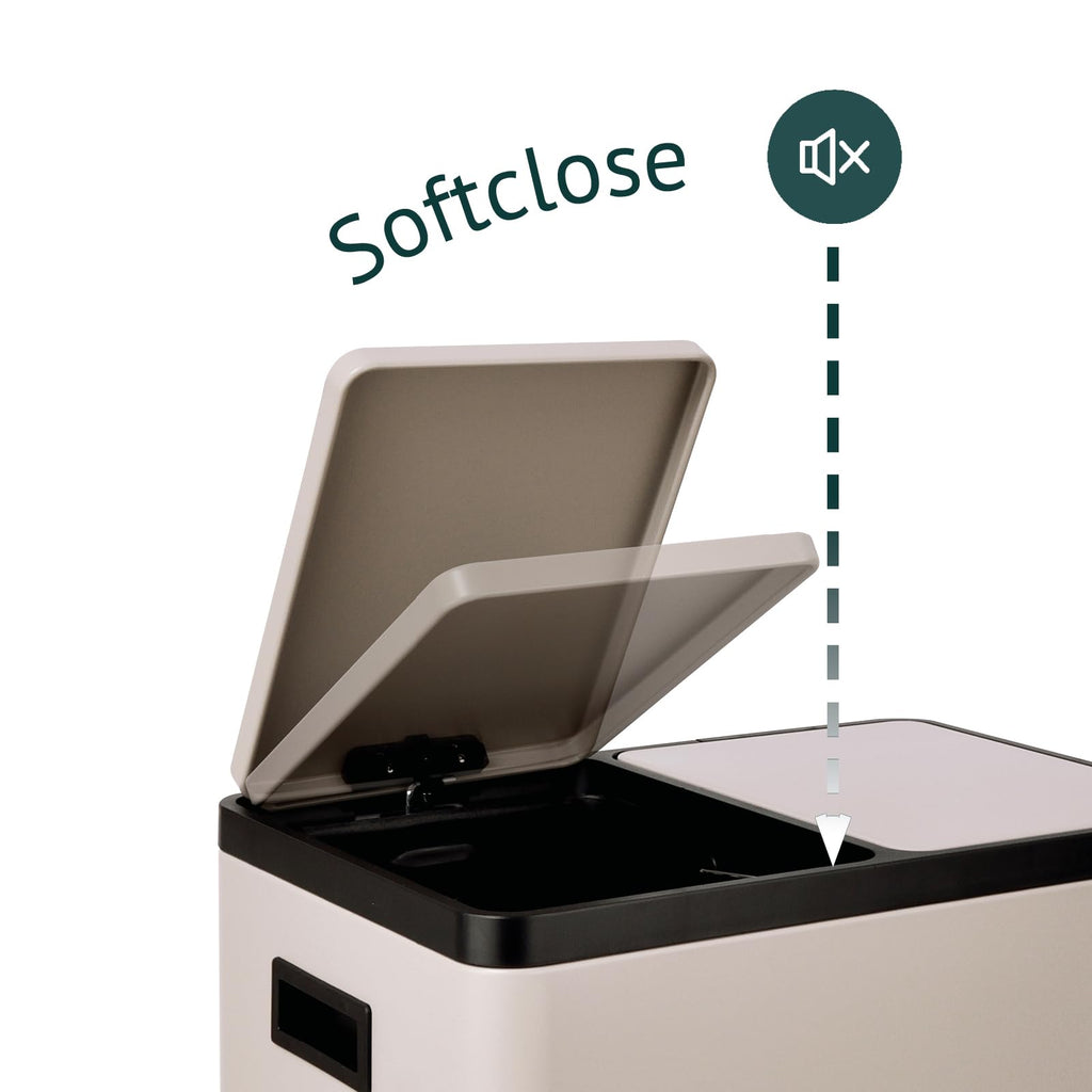SVITA TM3X18 Edelstahl Treteimer 54 Liter Abfalleimer Mülleimer Design Silber Mülltrennung Papierkorb Küchen-Ordnung Trennsystem