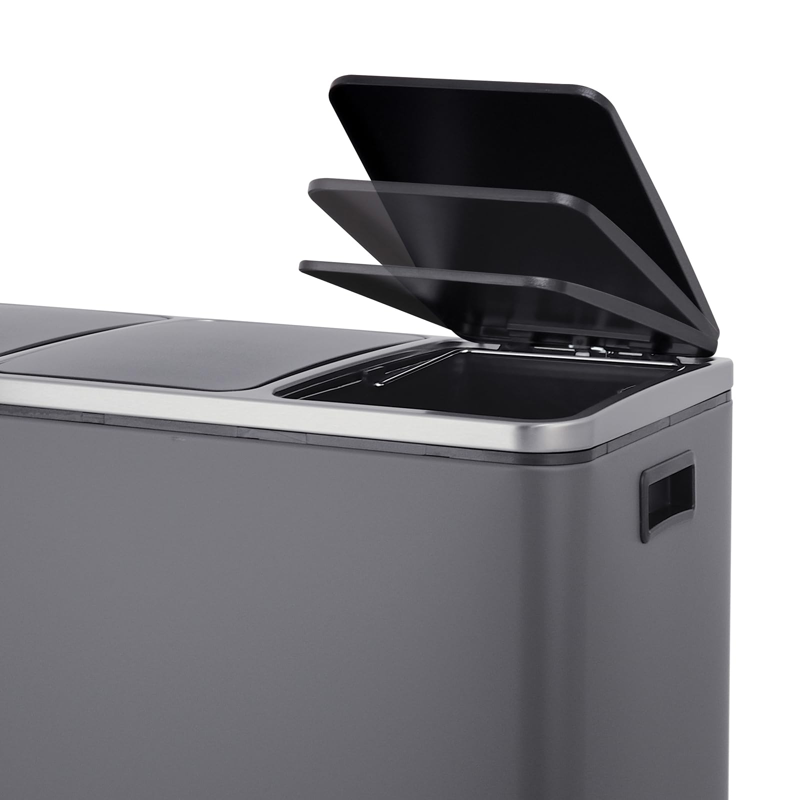SVITA TM3X18 Edelstahl Treteimer 54 Liter Abfalleimer Mülleimer Design Silber Mülltrennung Papierkorb Küchen-Ordnung Trennsystem