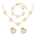 18k Vierblättriges Kleeblatt Schmuckset, Damen Und MäDchen Vergoldet Vierblättriges Kleeblatt Armband Halskette Ohrringe Armband,Schmuck Set für Muttertags,Valentinstag