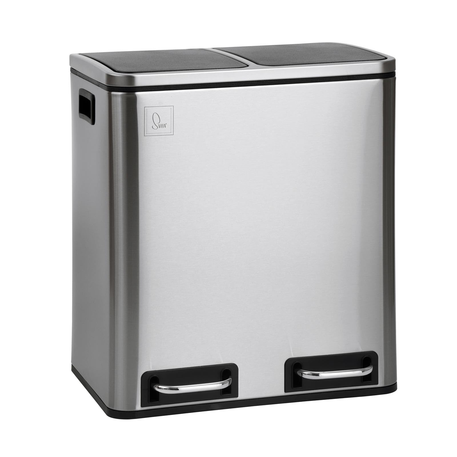 SVITA TM3X18 Edelstahl Treteimer 54 Liter Abfalleimer Mülleimer Design Silber Mülltrennung Papierkorb Küchen-Ordnung Trennsystem