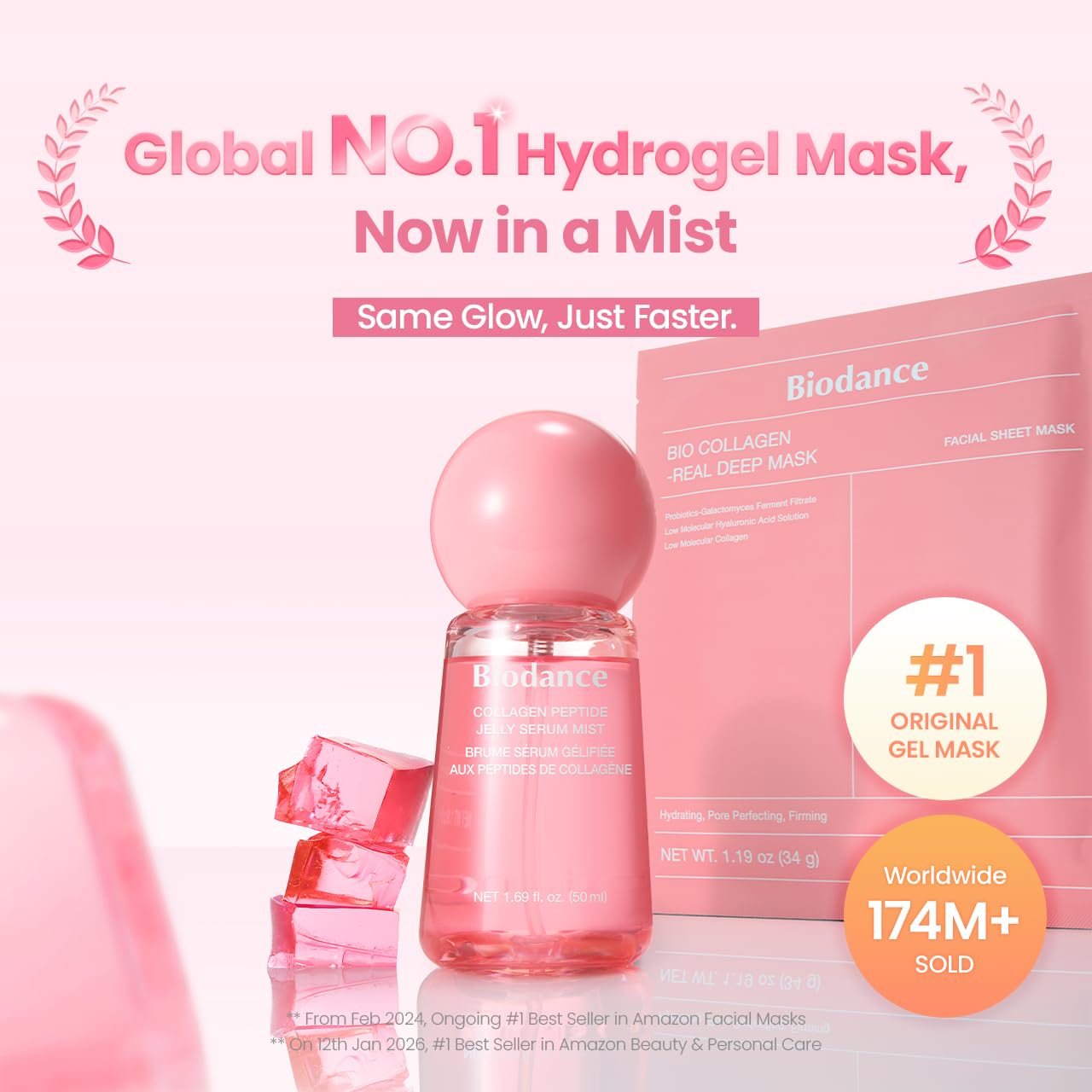 BIODANCE Collagen Peptide Jelly Serum Spray, Feuchtigkeitsspendendes Gesichtsspray, Hydrogel zum Aufsprühen, Reiseutensilien und Selbstpflege-Geschenke für Frauen, Koreanische Hautpflege | 1.69 fl.oz