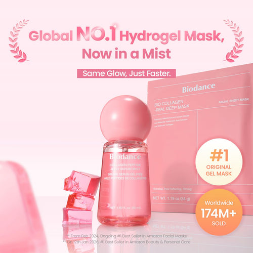 BIODANCE Collagen Peptide Jelly Serum Spray, Feuchtigkeitsspendendes Gesichtsspray, Hydrogel zum Aufsprühen, Reiseutensilien und Selbstpflege-Geschenke für Frauen, Koreanische Hautpflege | 1.69 fl.oz