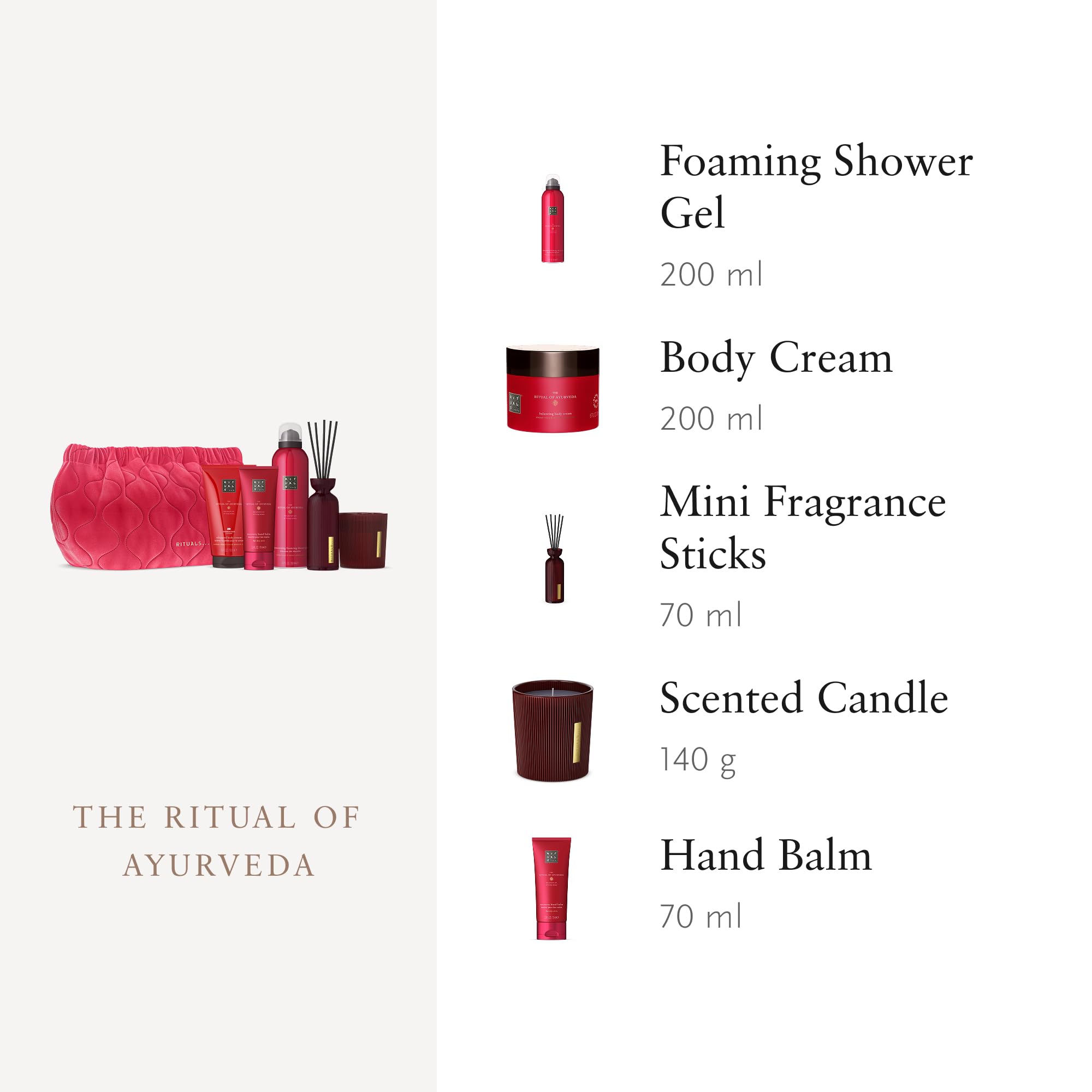 RITUALS Geschenkset The Ritual of Ayurveda Large – Home- und Hautpflegeprodukte mit Indischer Rose und Süßmandelöl, inklusive wiederverwendbarer Waschtasche – Ein Selbstpflege-Set für ein harmonisiere