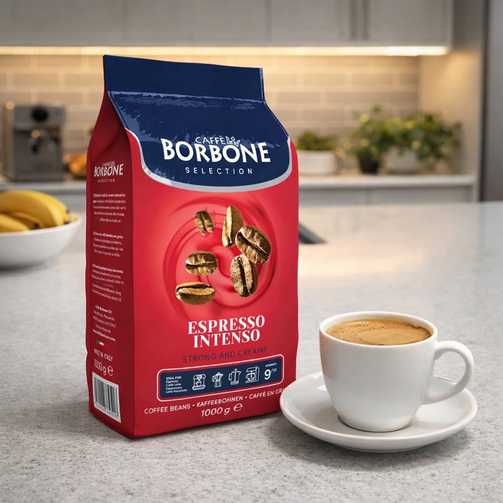 Caffè Borbone Kaffeebohnen - Crema Superiore - Authentischer neapolitanischer Espresso - Intensität 7/10 - Kraftvolle und raffinierte Mischung mit Noten von Milchschokolade und Vanille - 1kg Packung