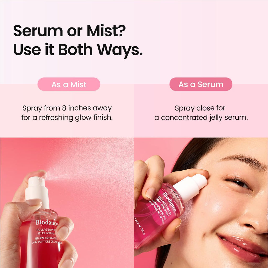 BIODANCE Collagen Peptide Jelly Serum Spray, Feuchtigkeitsspendendes Gesichtsspray, Hydrogel zum Aufsprühen, Reiseutensilien und Selbstpflege-Geschenke für Frauen, Koreanische Hautpflege | 1.69 fl.oz