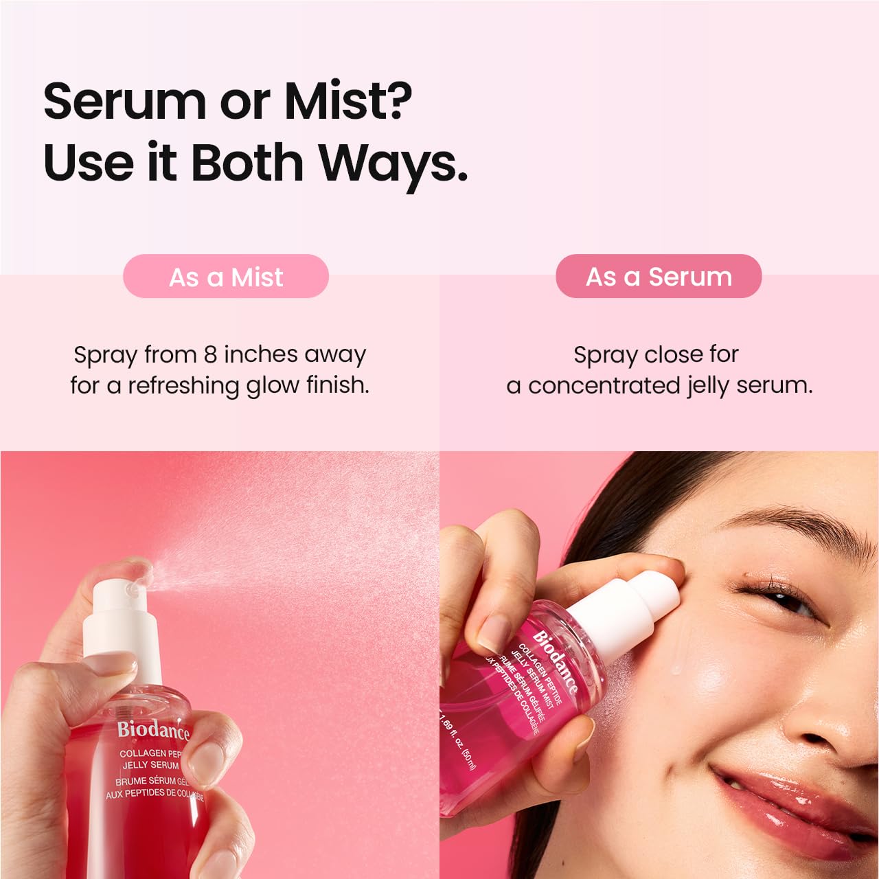 BIODANCE Collagen Peptide Jelly Serum Spray, Feuchtigkeitsspendendes Gesichtsspray, Hydrogel zum Aufsprühen, Reiseutensilien und Selbstpflege-Geschenke für Frauen, Koreanische Hautpflege | 1.69 fl.oz