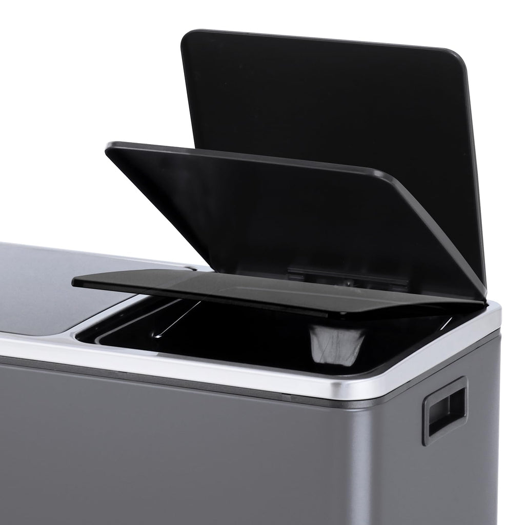 SVITA TM3X18 Edelstahl Treteimer 54 Liter Abfalleimer Mülleimer Design Silber Mülltrennung Papierkorb Küchen-Ordnung Trennsystem