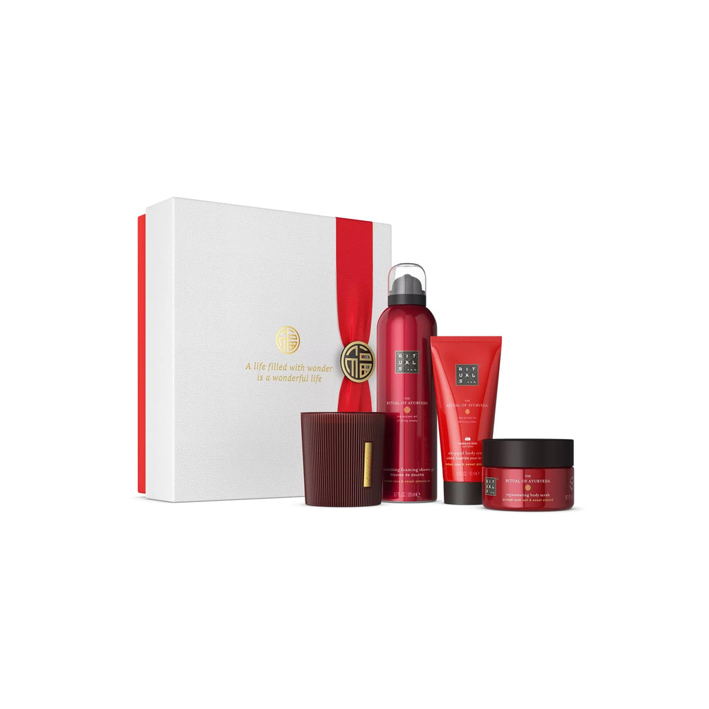 RITUALS Geschenkset The Ritual of Ayurveda Large – Home- und Hautpflegeprodukte mit Indischer Rose und Süßmandelöl, inklusive wiederverwendbarer Waschtasche – Ein Selbstpflege-Set für ein harmonisiere