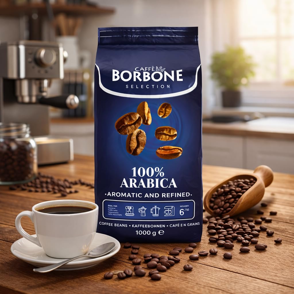 Caffè Borbone Kaffeebohnen - Crema Superiore - Authentischer neapolitanischer Espresso - Intensität 7/10 - Kraftvolle und raffinierte Mischung mit Noten von Milchschokolade und Vanille - 1kg Packung