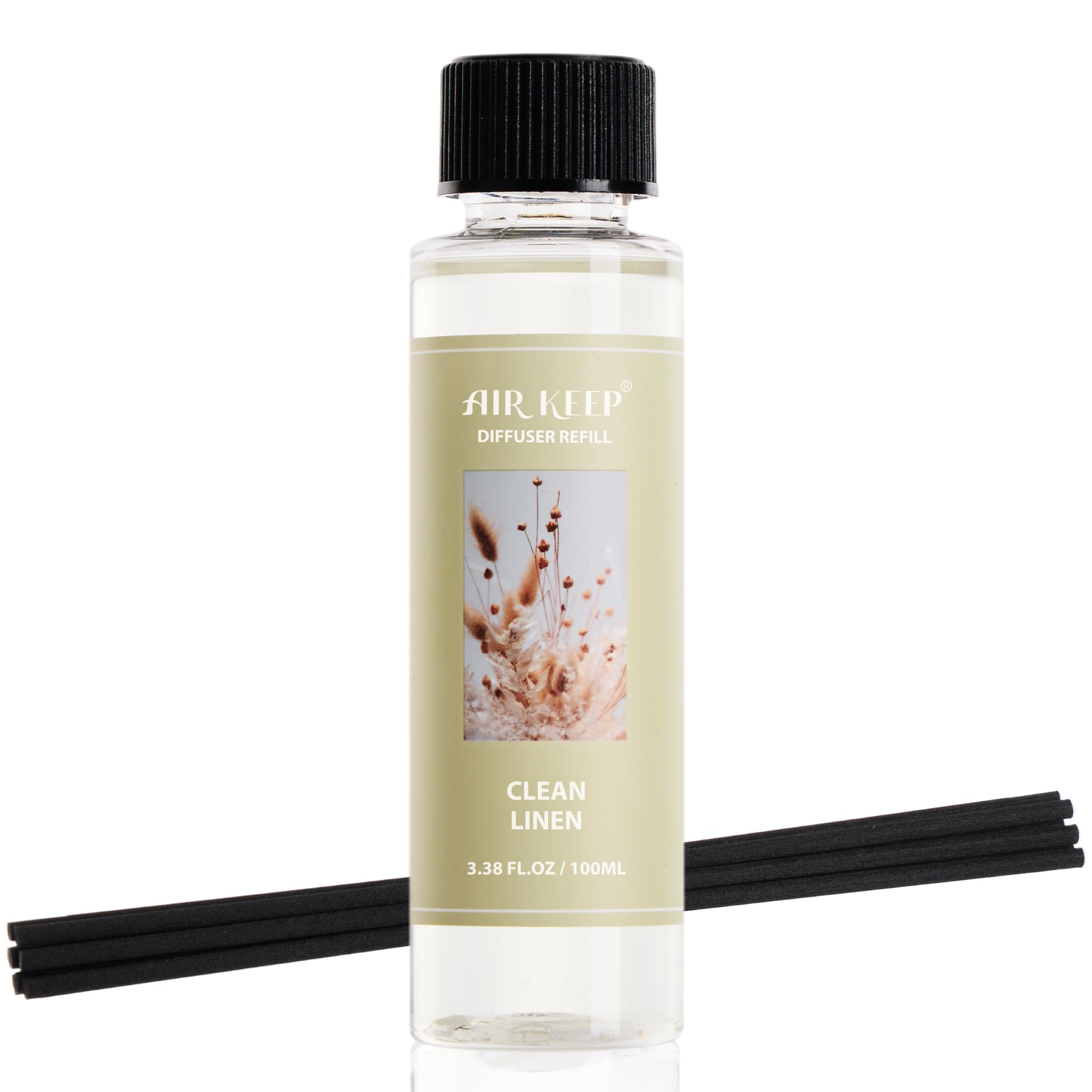 Airkeep Raumduft Clean Linen Duft, Reed Diffuser mit 8 Duftstäbchen, Lufterfrischer für Badezimmer, Wohnung, Heimdekoration, 100ml