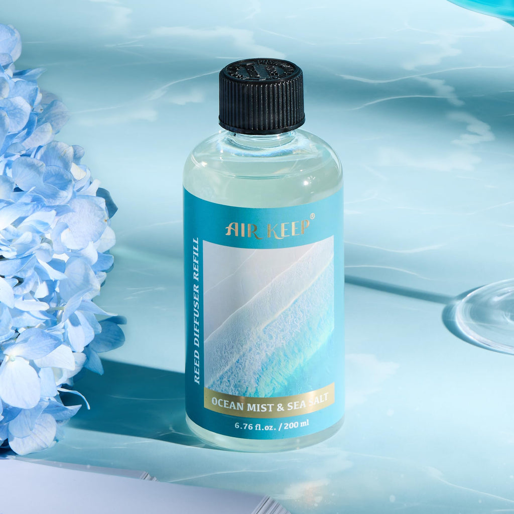 Airkeep Raumduft Clean Linen Duft, Reed Diffuser mit 8 Duftstäbchen, Lufterfrischer für Badezimmer, Wohnung, Heimdekoration, 100ml