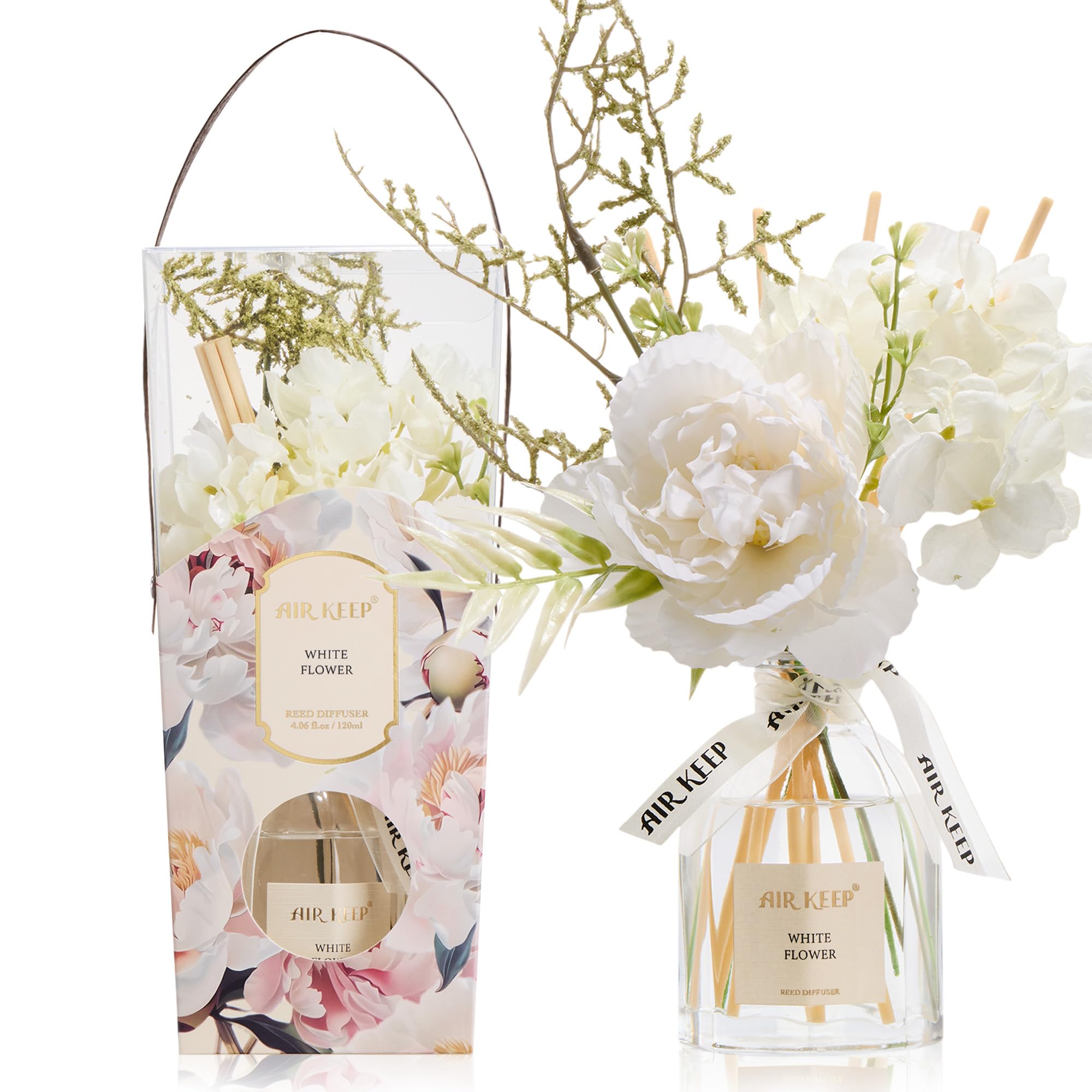 Airkeep Raumduft Clean Linen Duft, Reed Diffuser mit 8 Duftstäbchen, Lufterfrischer für Badezimmer, Wohnung, Heimdekoration, 100ml