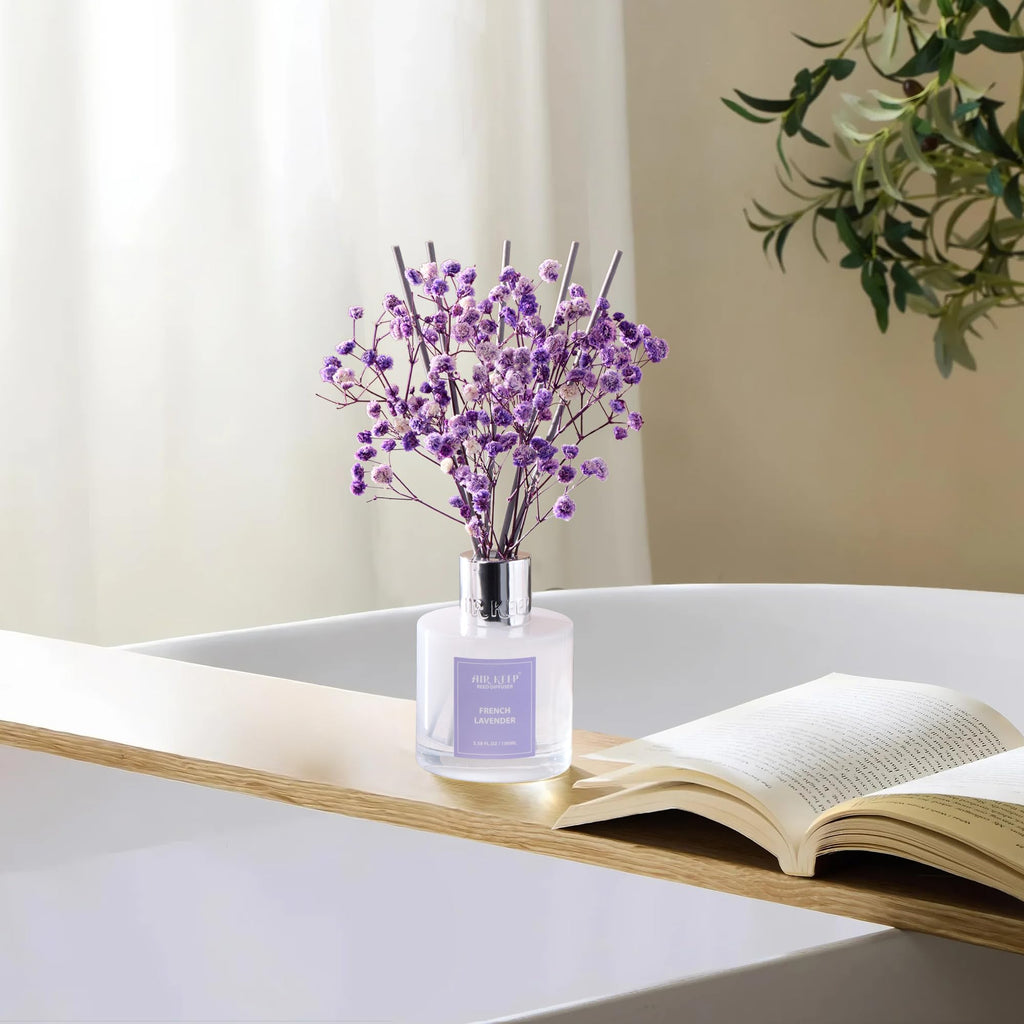 Airkeep Raumduft Clean Linen Duft, Reed Diffuser mit 8 Duftstäbchen, Lufterfrischer für Badezimmer, Wohnung, Heimdekoration, 100ml