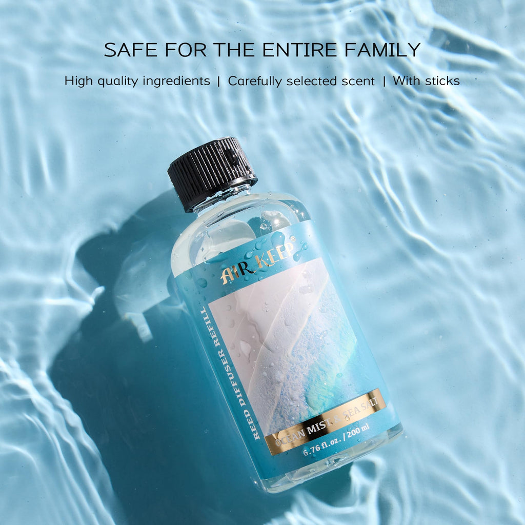Airkeep Raumduft Clean Linen Duft, Reed Diffuser mit 8 Duftstäbchen, Lufterfrischer für Badezimmer, Wohnung, Heimdekoration, 100ml
