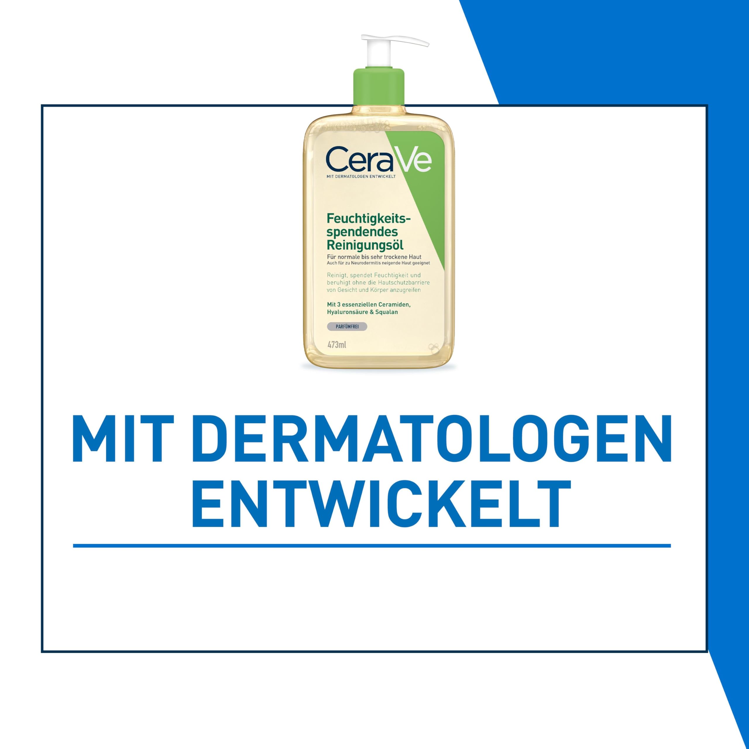 CeraVe Feuchtigkeitsspendendes Reinigungsöl, Intensive und langanhaltende Feuchtigkeit für normale bis sehr trockene Haut, Reinigung für Körper und Gesicht, mit 3 essenziellen Ceramiden