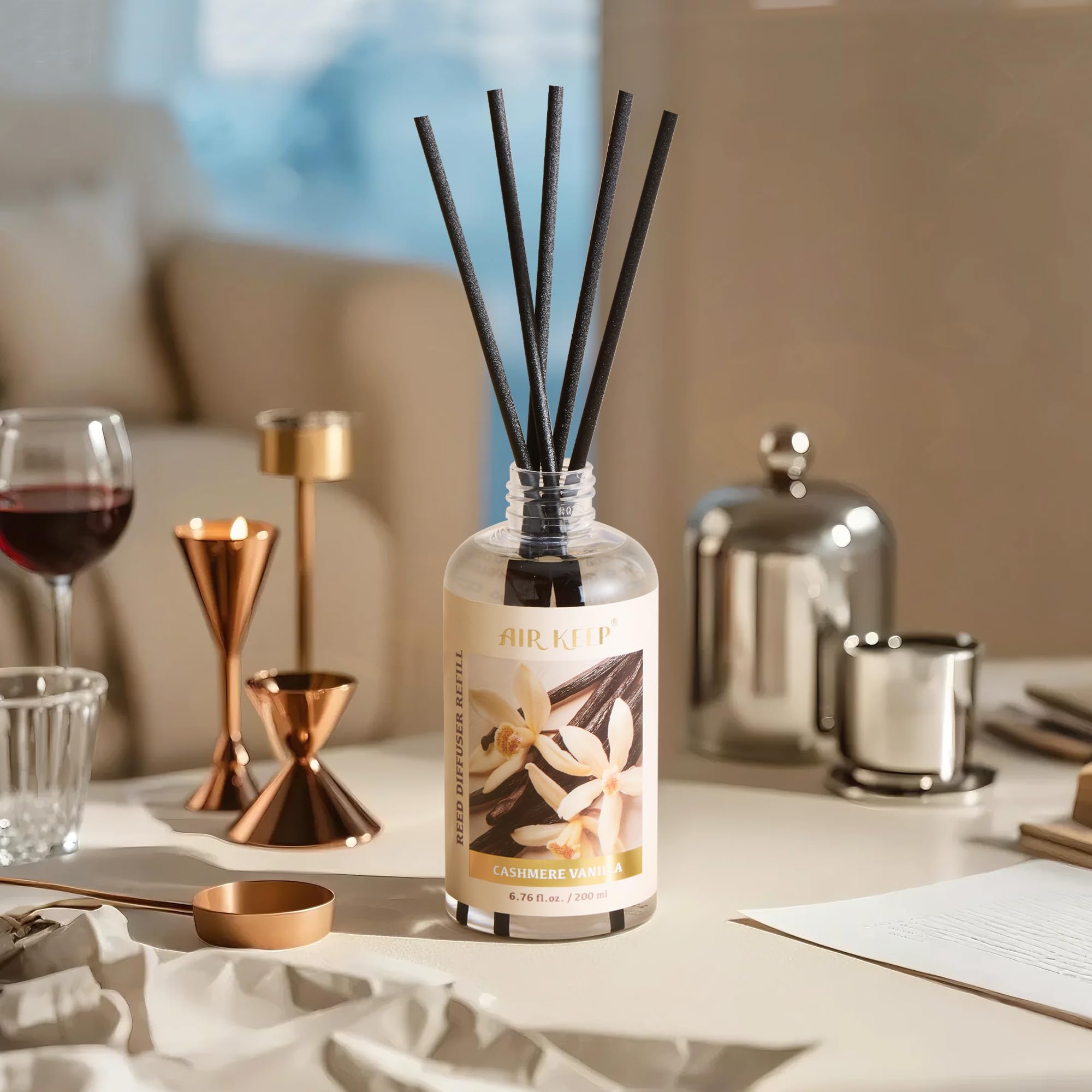 Airkeep Raumduft Clean Linen Duft, Reed Diffuser mit 8 Duftstäbchen, Lufterfrischer für Badezimmer, Wohnung, Heimdekoration, 100ml