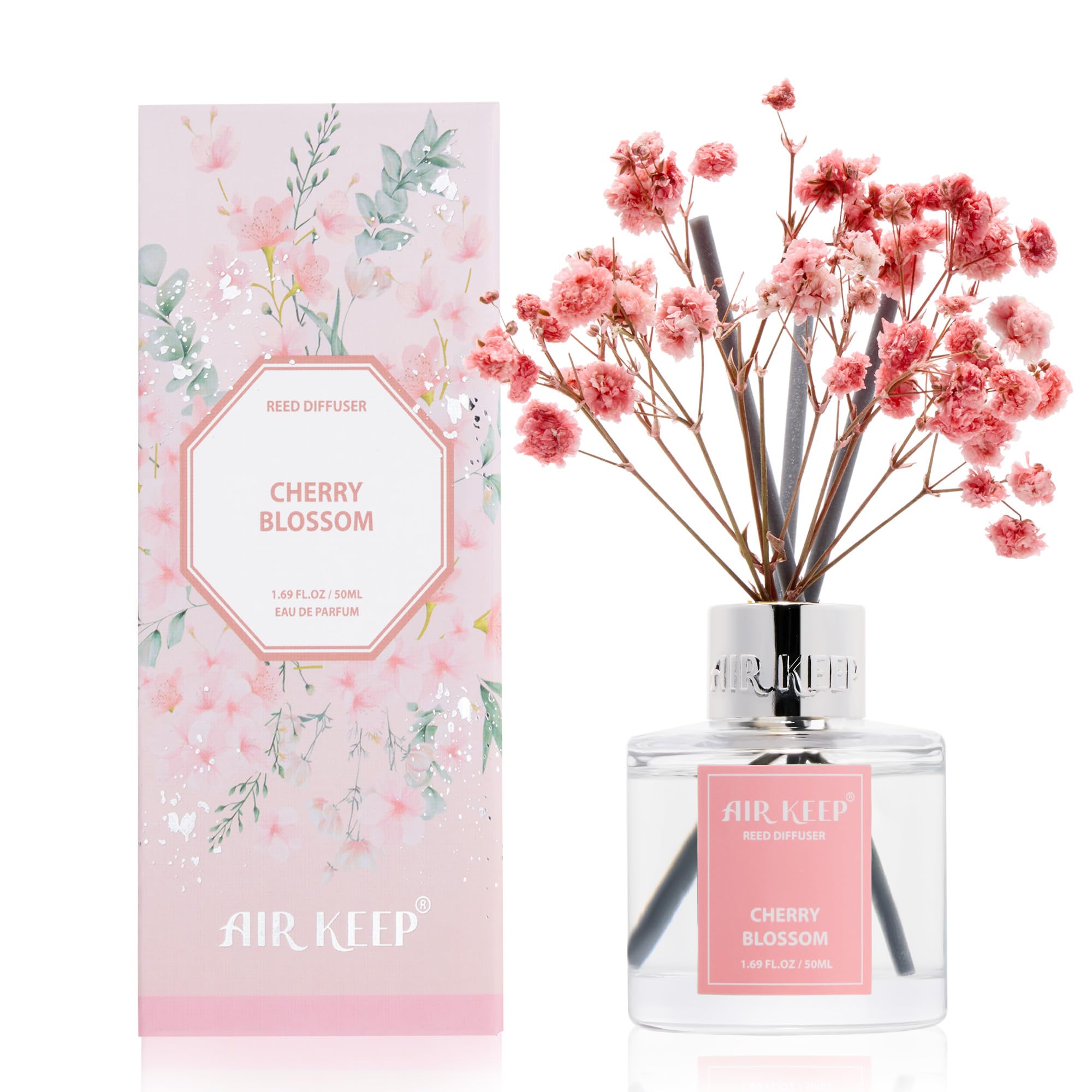 Airkeep Raumduft Clean Linen Duft, Reed Diffuser mit 8 Duftstäbchen, Lufterfrischer für Badezimmer, Wohnung, Heimdekoration, 100ml
