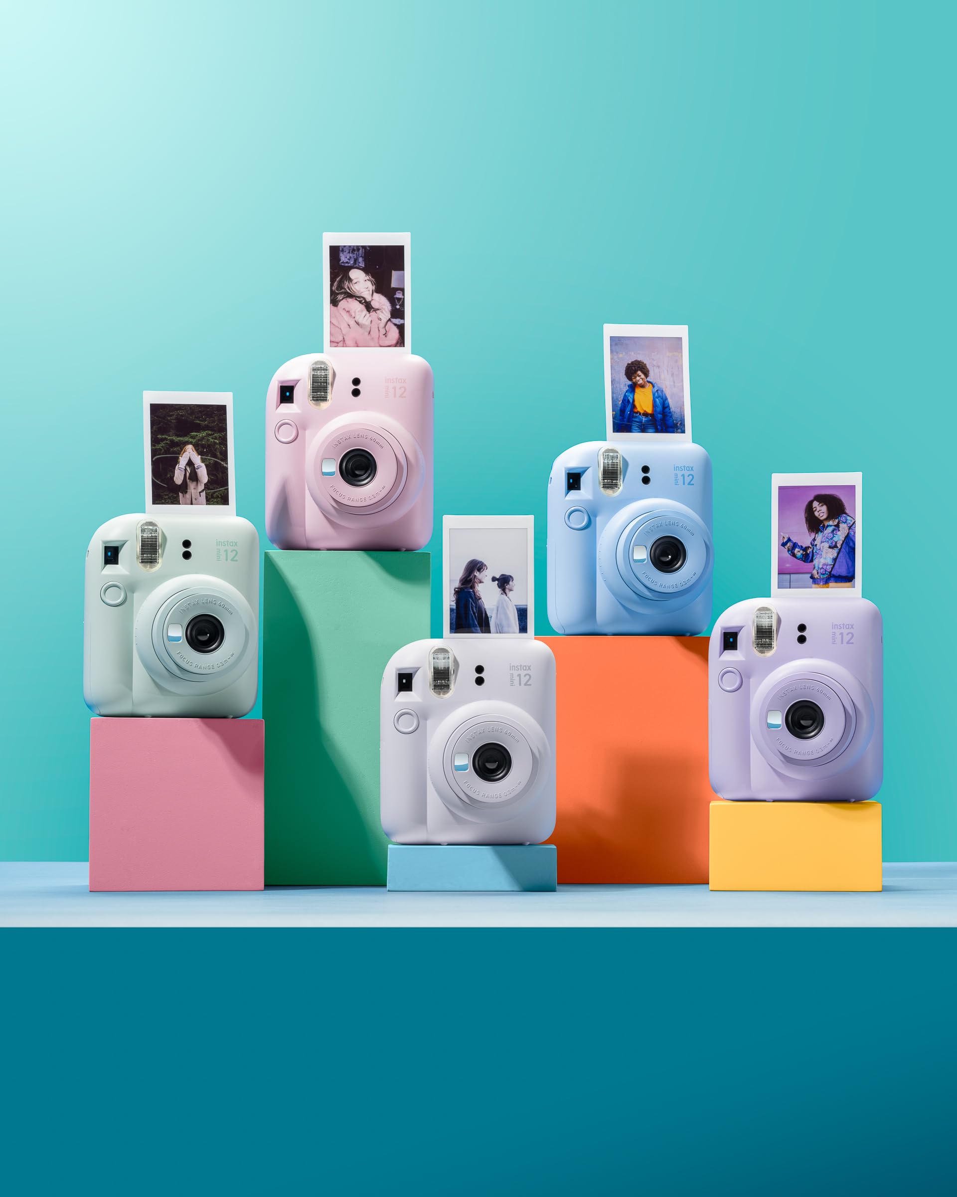 FUJIFILM instax mini 12™ Sofortbildkamera für Erwachsene | Kamera mit Sofortdruck für farbige Erinnerungen zum Anfassen – Selfiespiegel, Nahaufnahmemodus & automatische Belichtung | Pastel Blue
