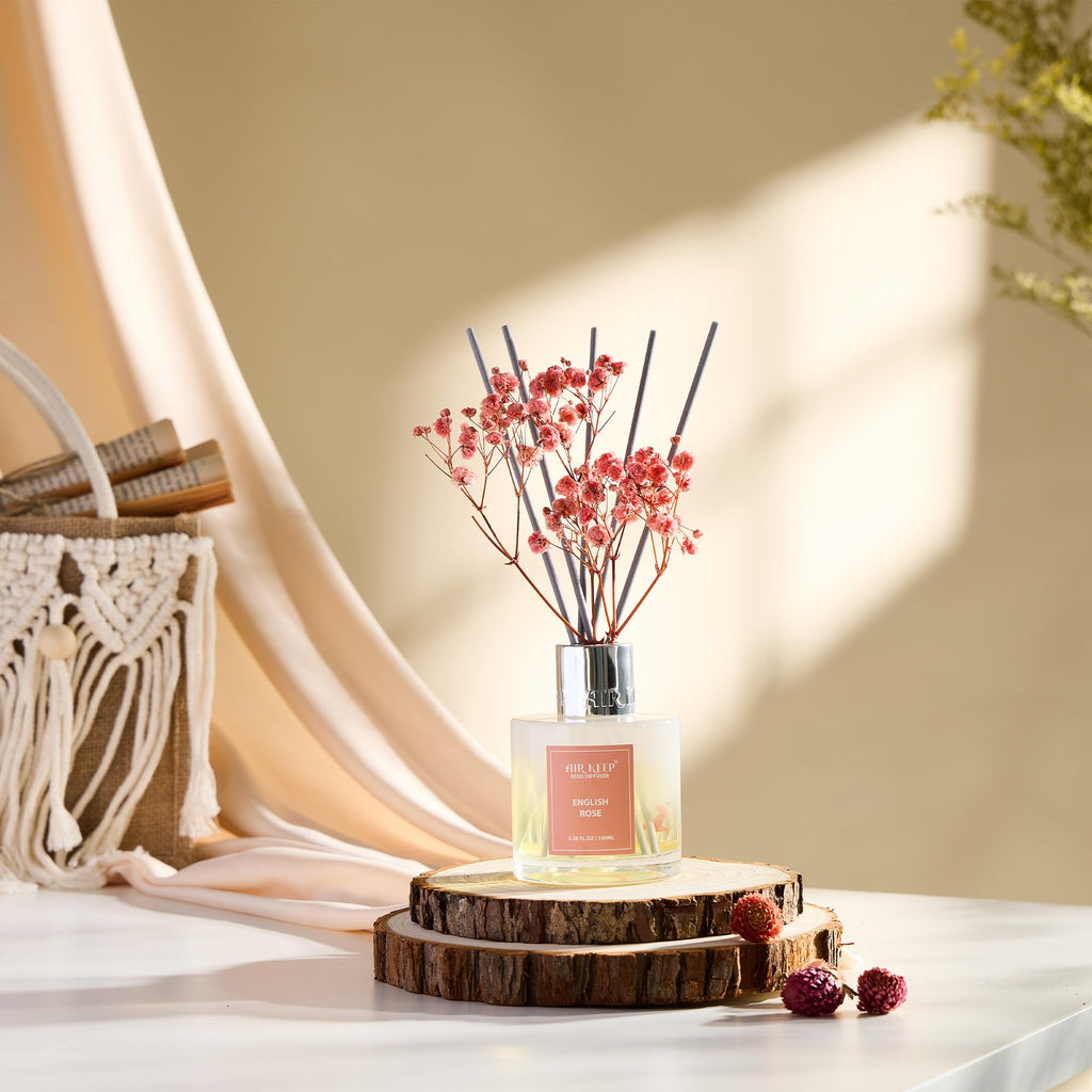 Airkeep Raumduft Clean Linen Duft, Reed Diffuser mit 8 Duftstäbchen, Lufterfrischer für Badezimmer, Wohnung, Heimdekoration, 100ml